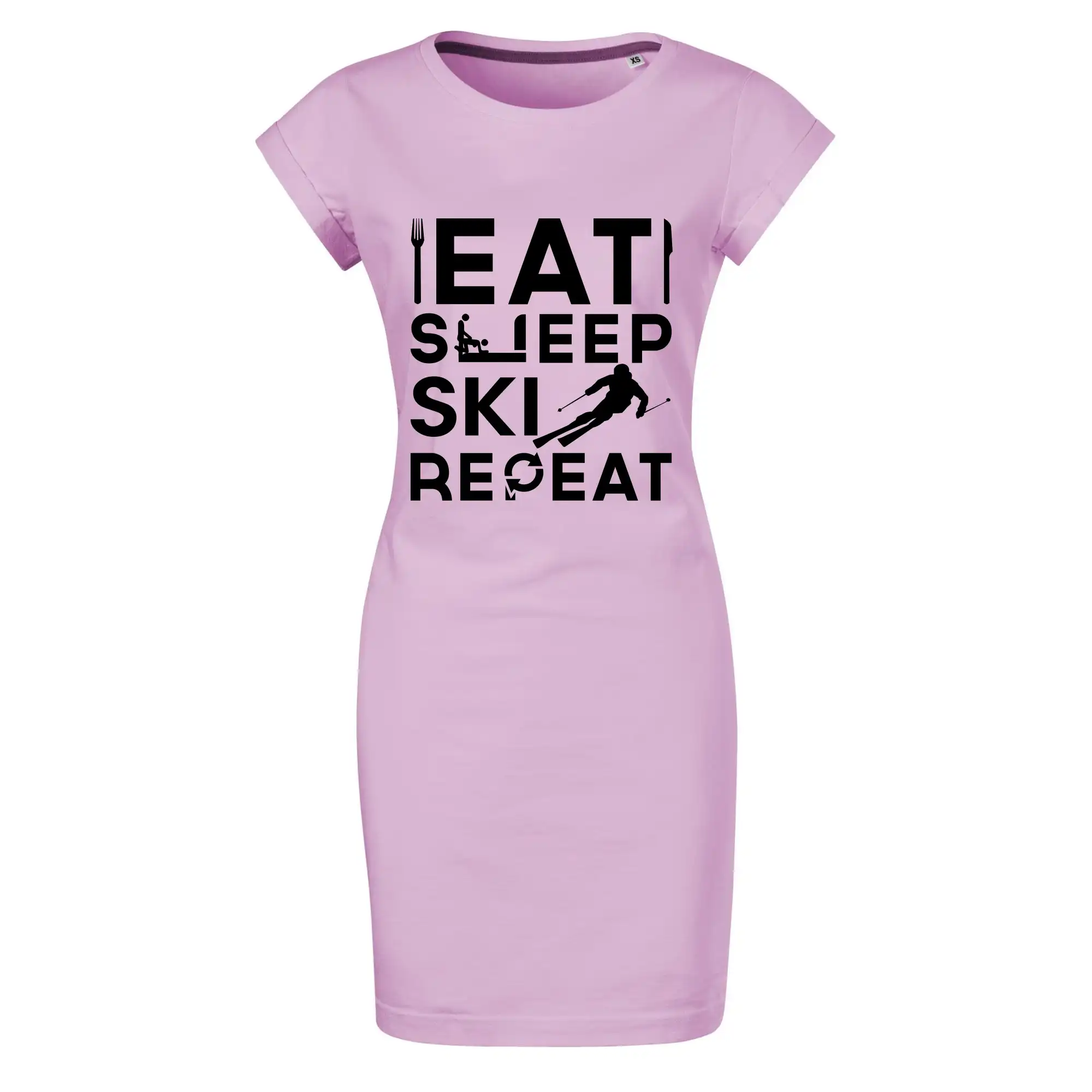 Lyže a Snowboard - Eat sleep ski repeat - Tričko Šaty FREEDOM