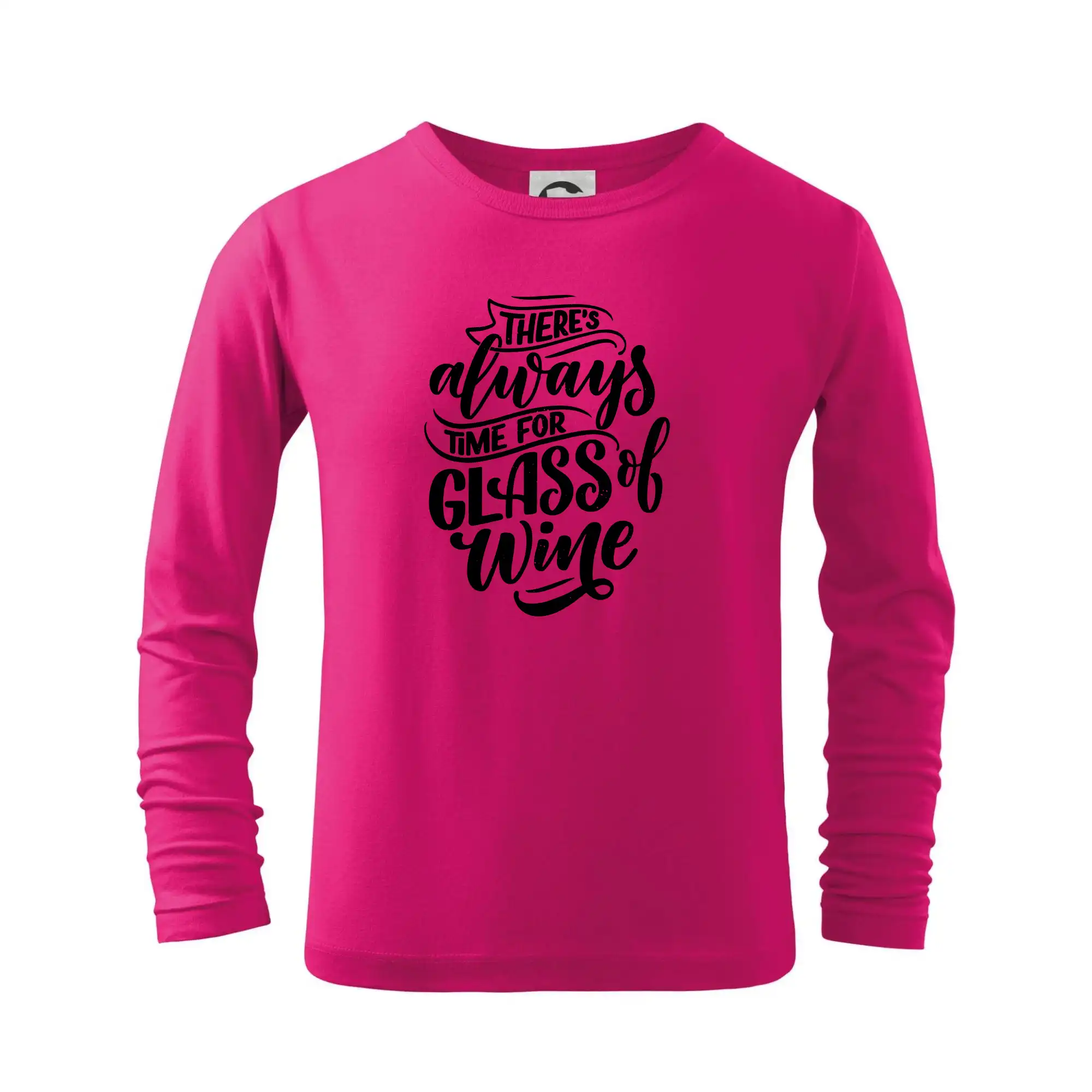 Vtipná tričká s tematikou vína - There always time for glass of wine - Tričko detské Long Sleeve