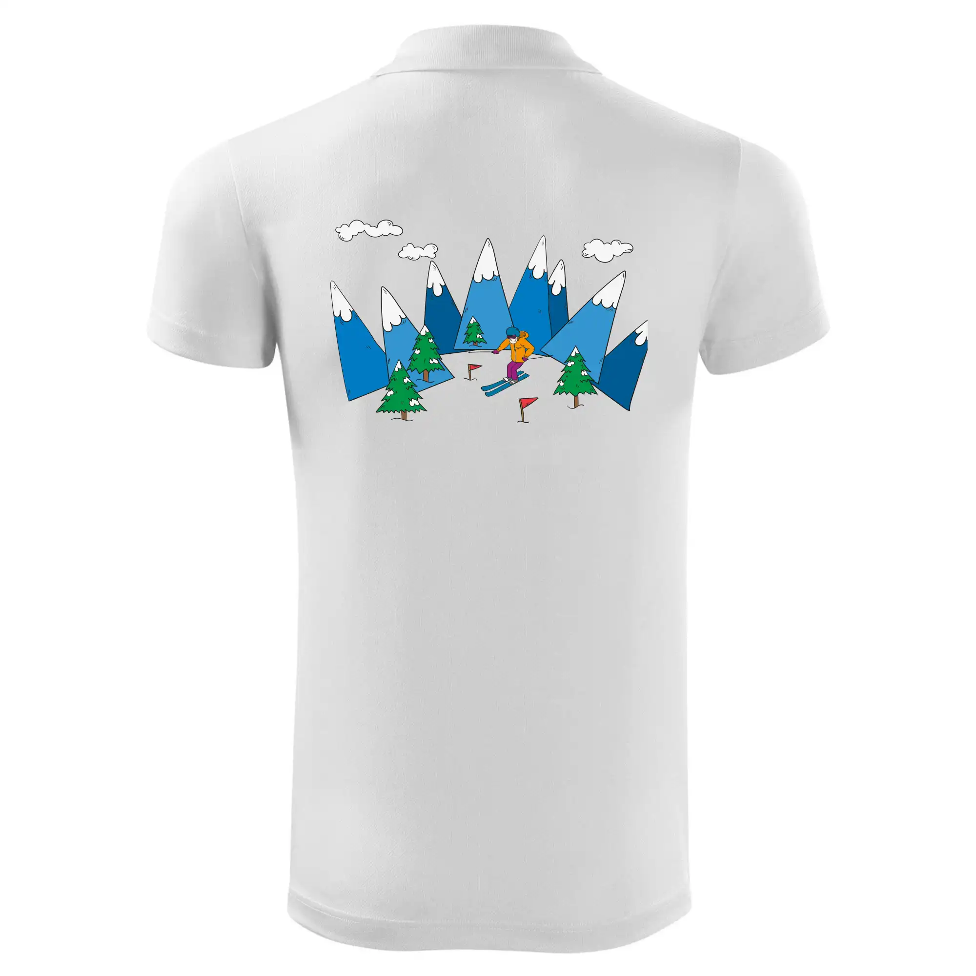 Lyžař a barevné hory