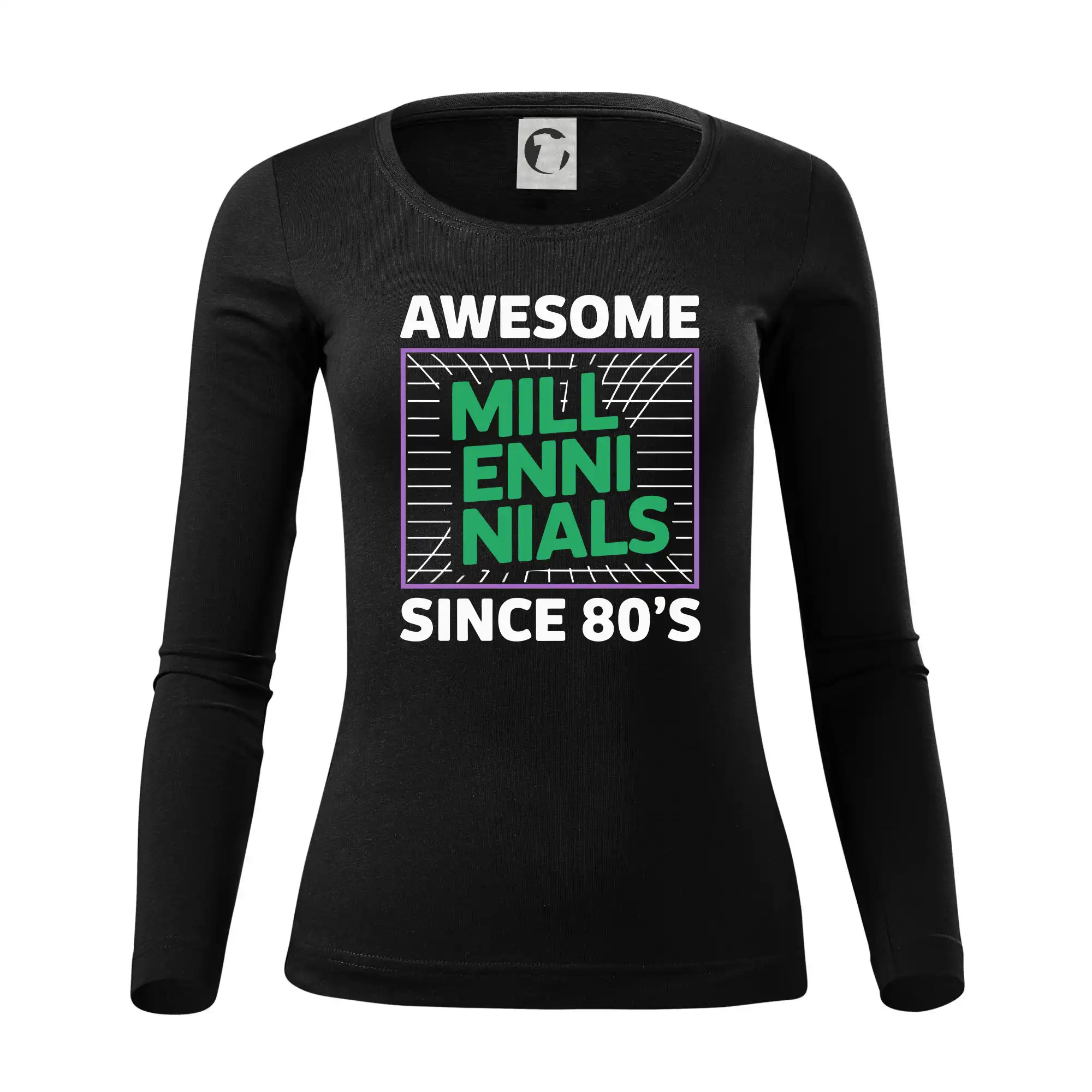 Tričká s motívmi ktoré frčia na internete - Generace Y - Zelený Awesome Millennials Since 80's - Dámske tričko FIT-T LS - zužené