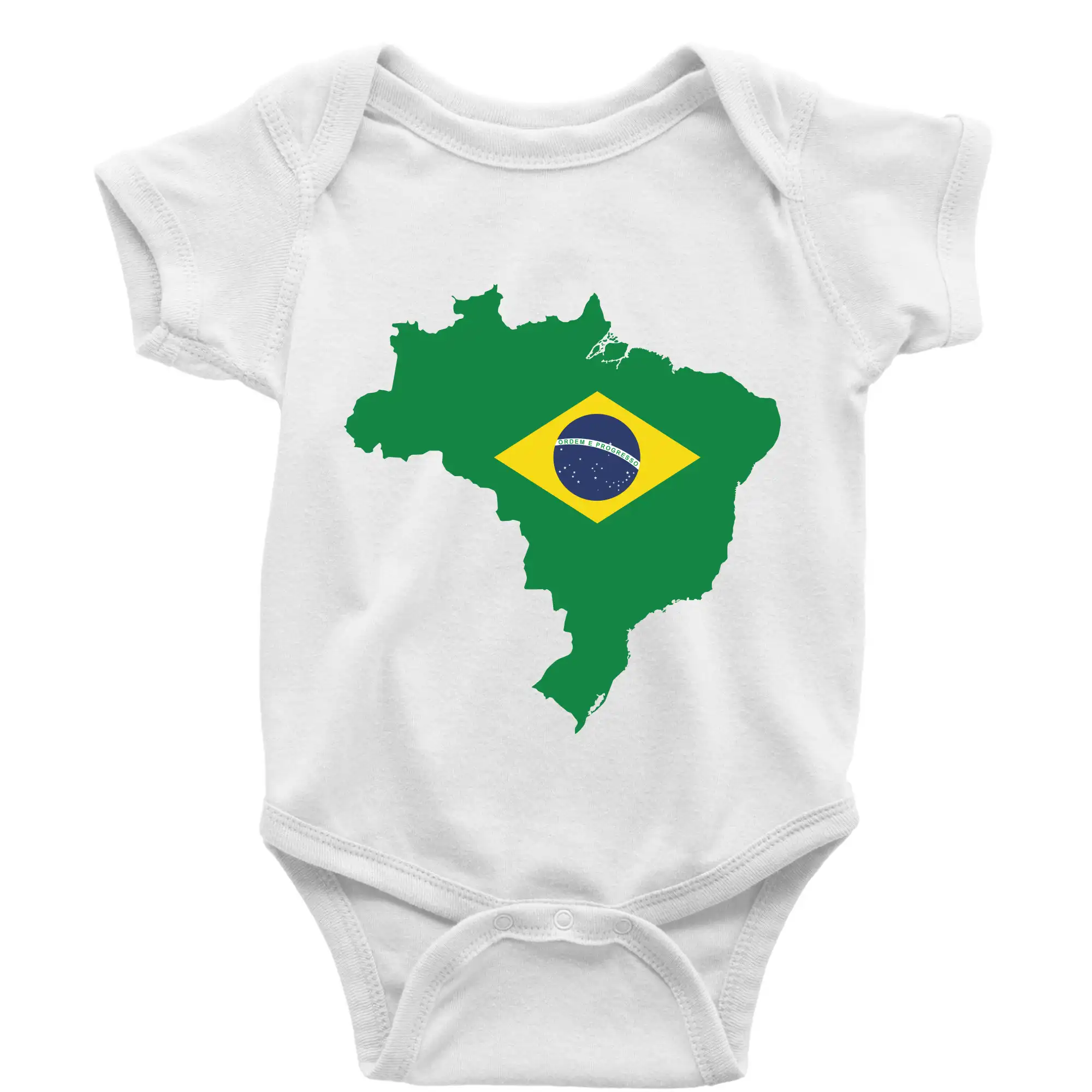 Motívy štátnych vlajok - Brazília vlajka v mape - Body dojčenské s krátkym rukávom