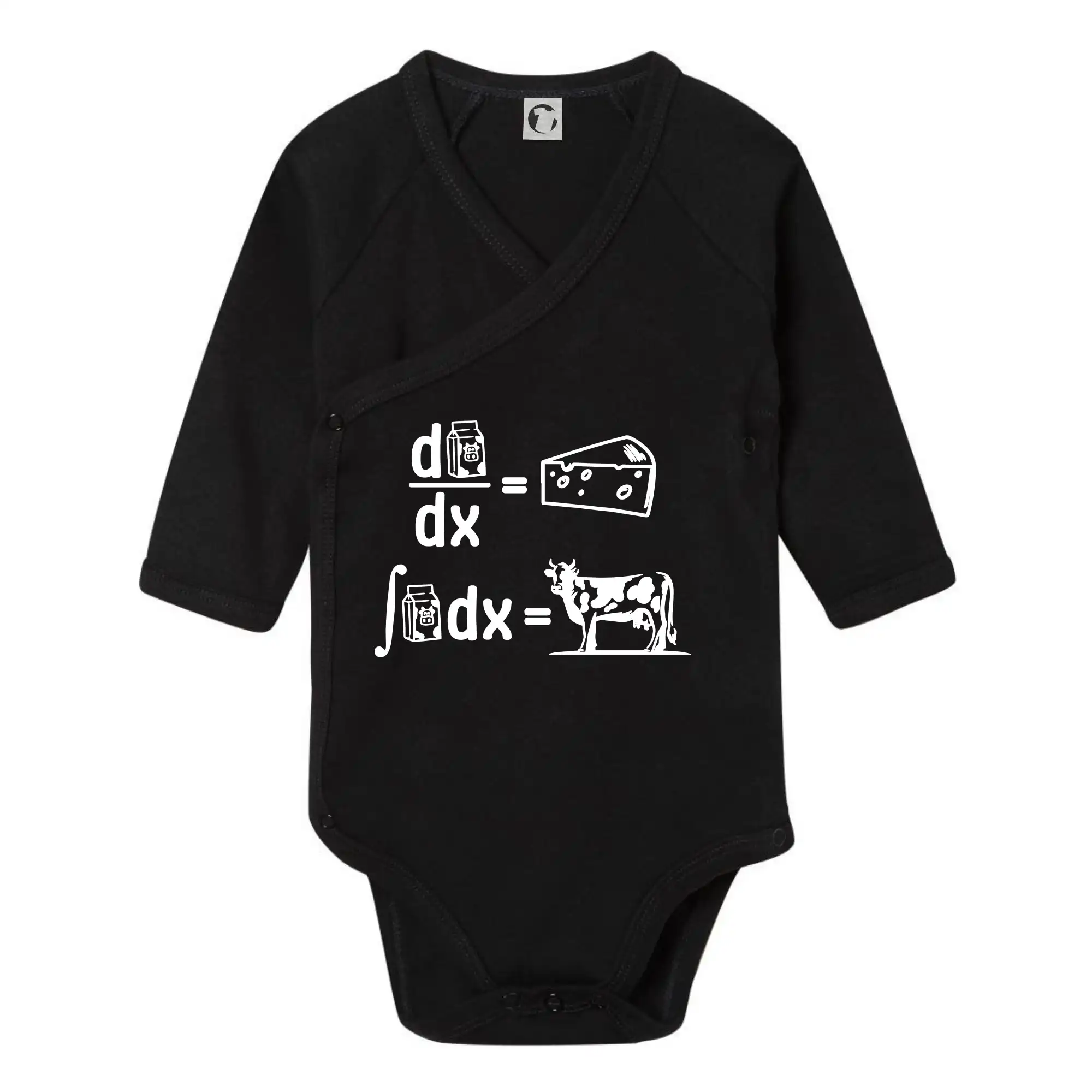 Vtipné tričká pre matematiky - Matematika mlieko - Body zavinovacie s dlhým rukávom