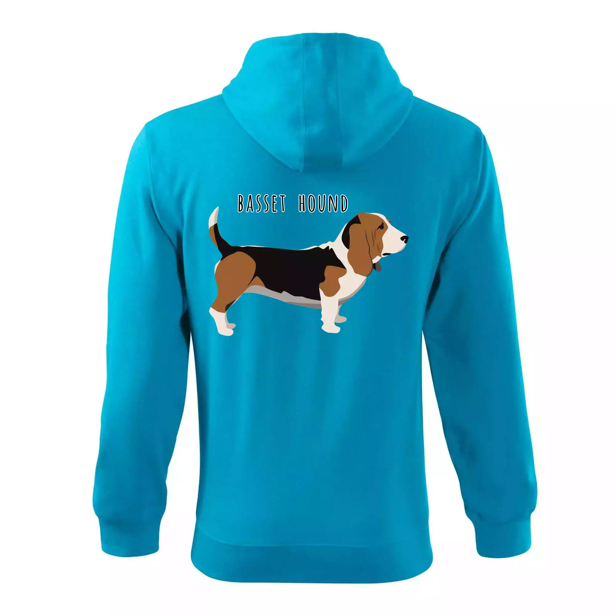 Basset hound pes s nápisem