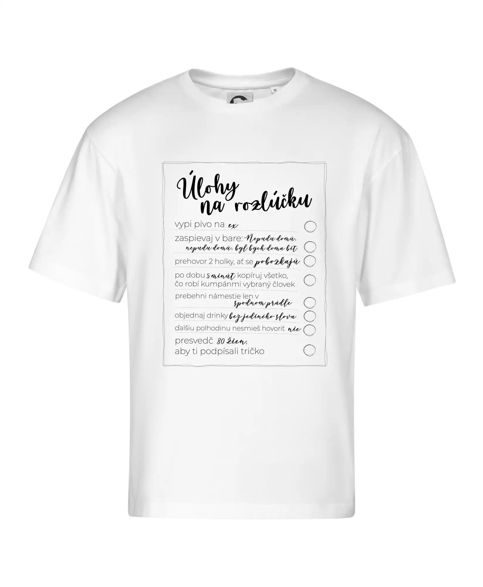 Tričká na rozlúčku so slobodou - Tričko na rozlúčku s úlohami pre ženícha - lineárne - Stage unisex - OVERSIZE