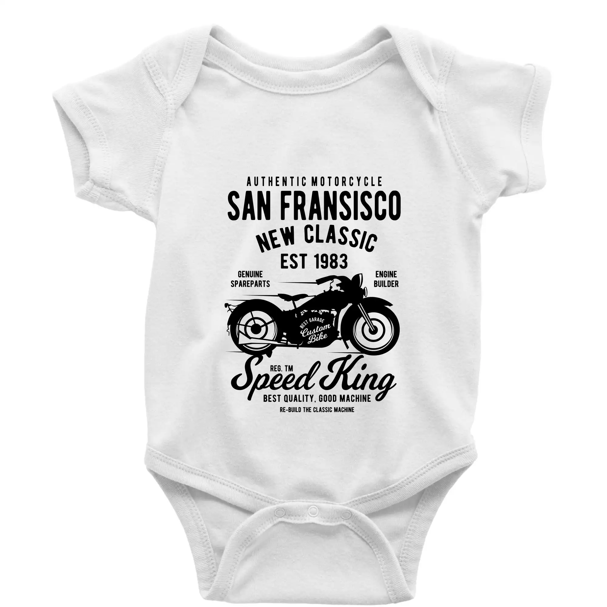 Tričká a mikiny s potlačou motoriek – pre pravých motorkárov - San Fransisco Motorcycle - Body dojčenské s krátkym rukávom