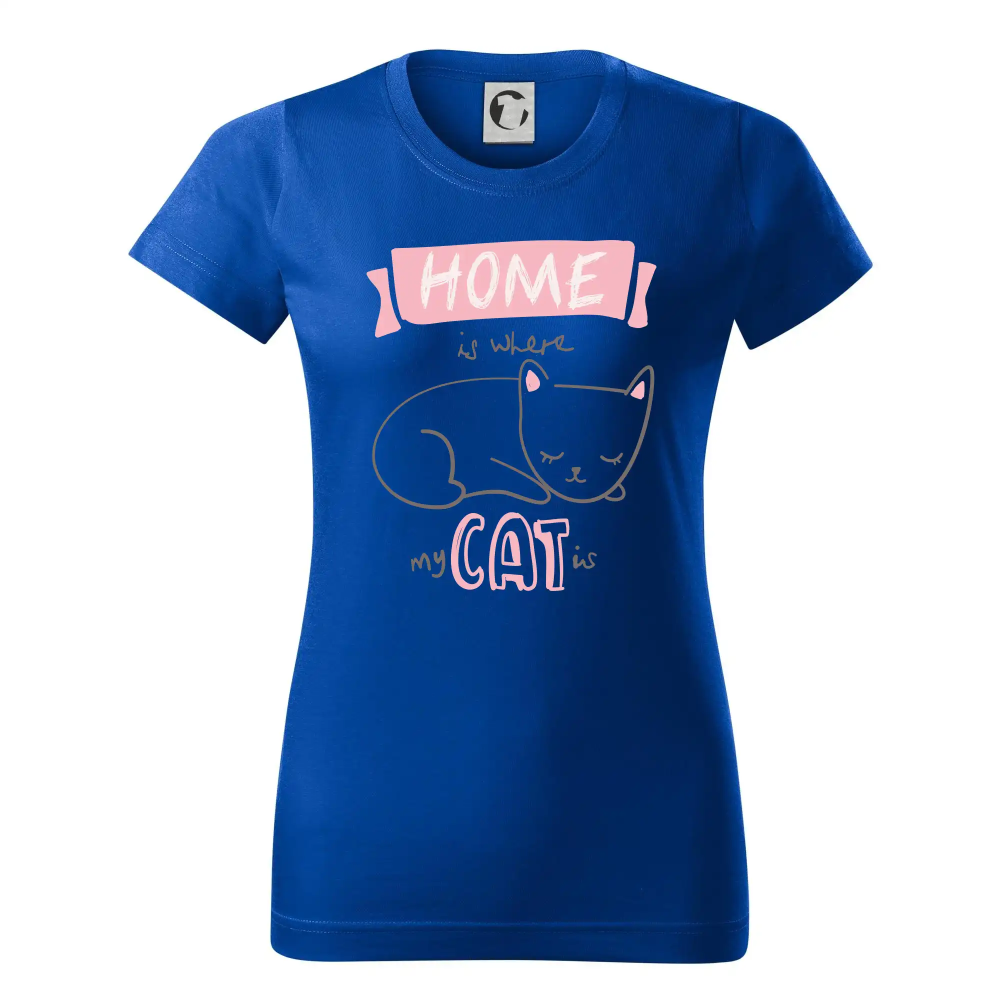 Vtipná tričká s mačkou - Home is where my cat is - Dámske tričko basic - ľahko voľnejšie a dlhšie