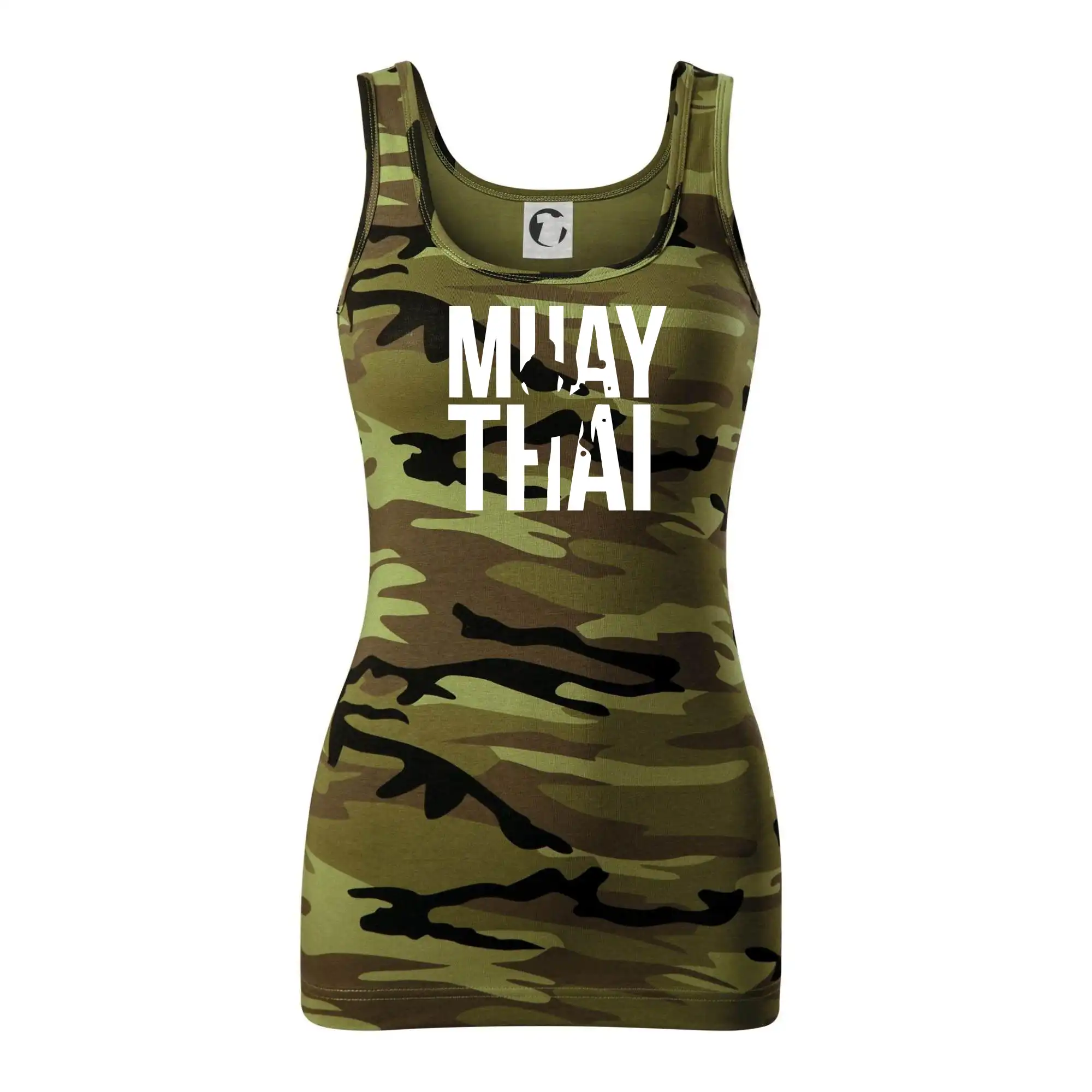 Tričká na box - Nápis Muay Thai - Maskáčové tielko