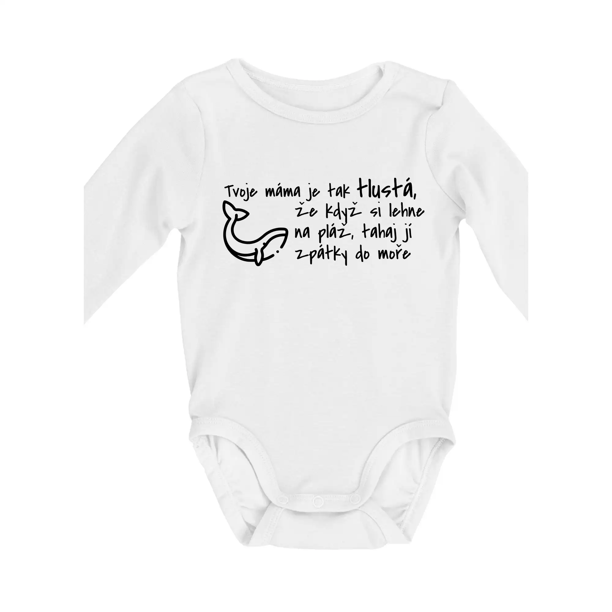 Tričká na párty - Tvoje mama je tak tlustá - moře - Body dojčenské s dlhým rukávom