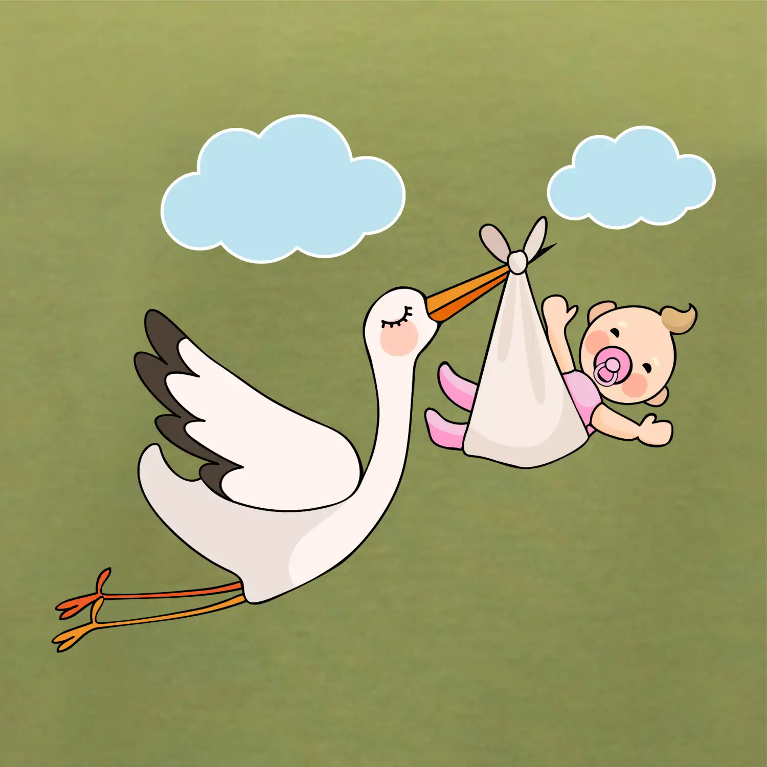 Čáp čekáme miminko - holka