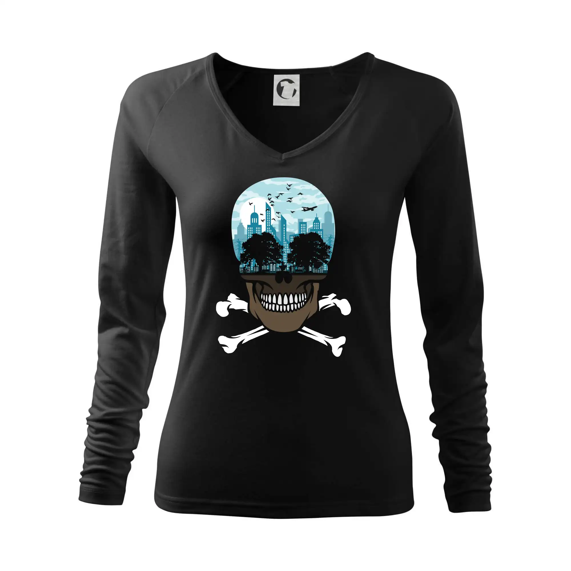 Grafické tričká - Death City skull - Tričko dámske Elegance