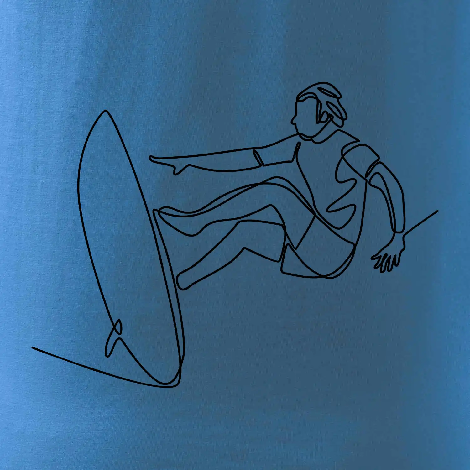 Surfař na vlně jedním tahem