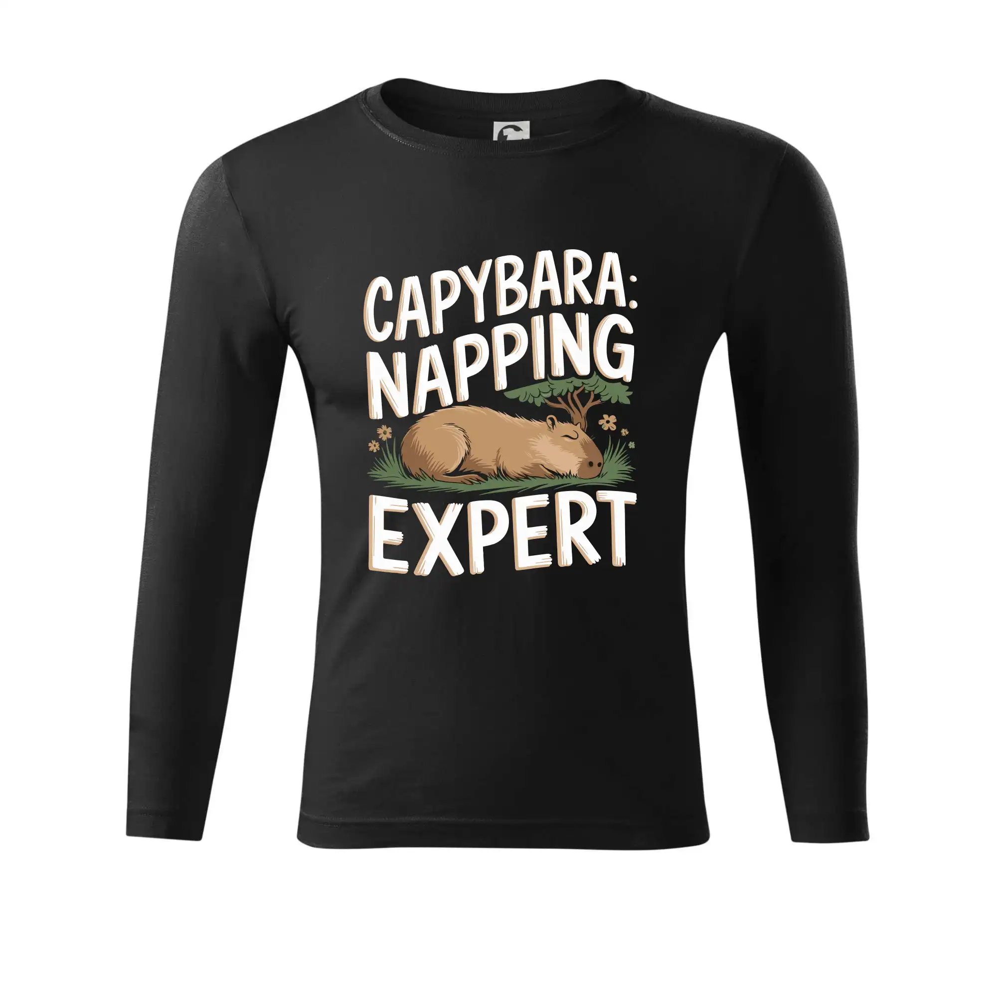 Tričká so zvieratami - Capybara Napping Expert - Tričko Progress s dlhým rukávom