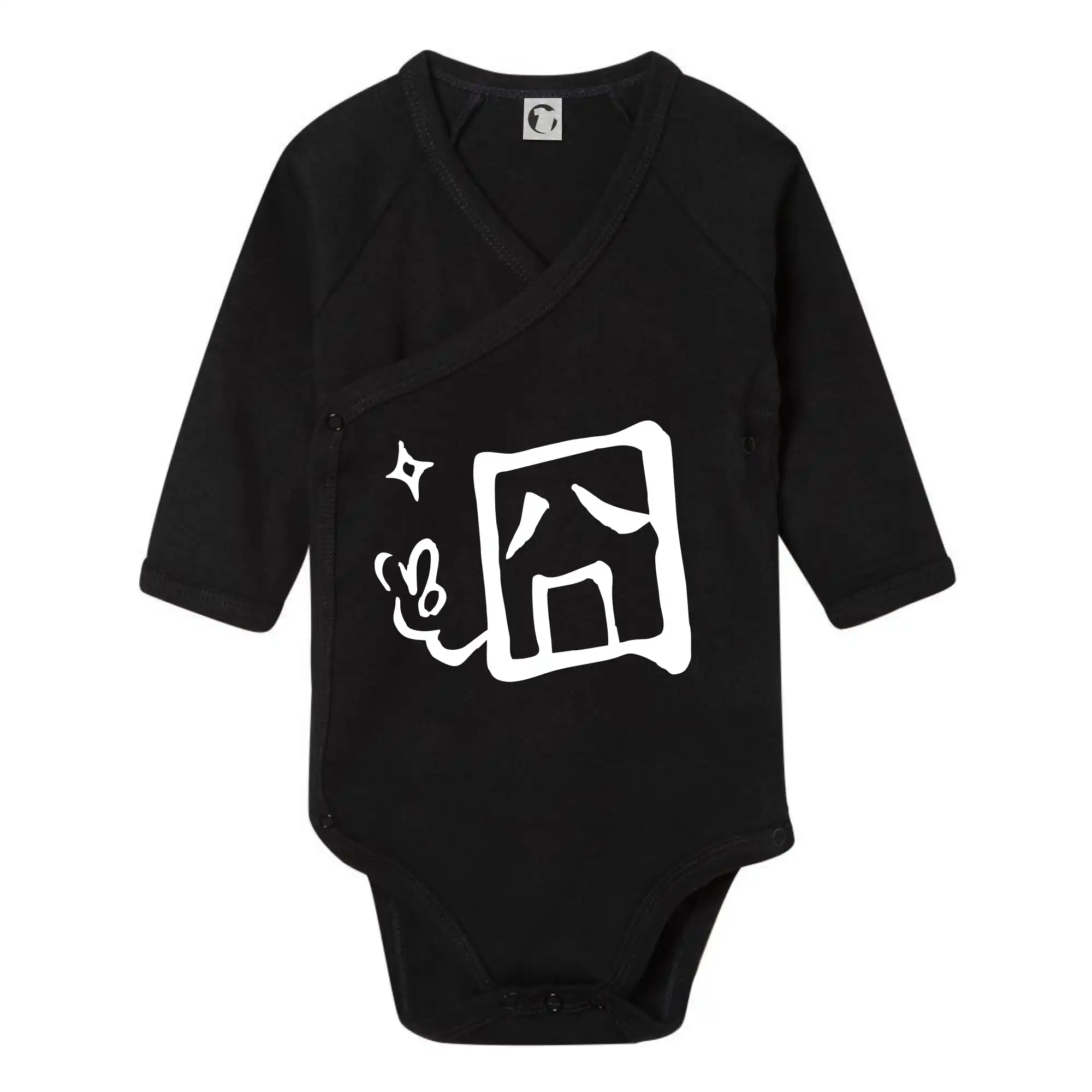 Geek Tričká - Čínsky symbol - smutný - Body zavinovacie s dlhým rukávom