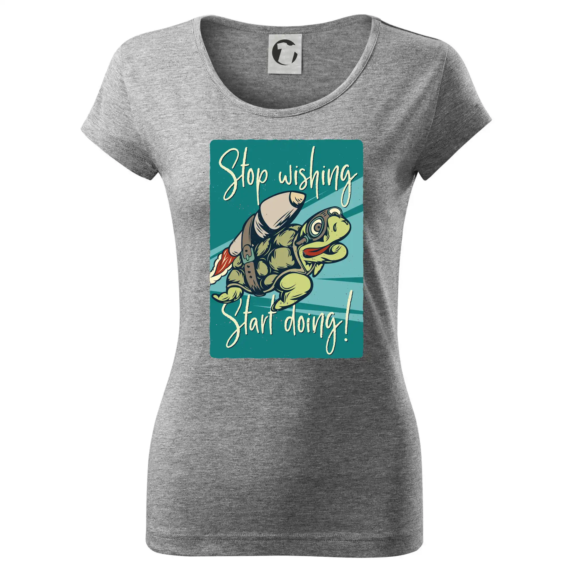 Vesmirne tričká - Stop wishing start doing korytnačka - Dámske tričko Pure