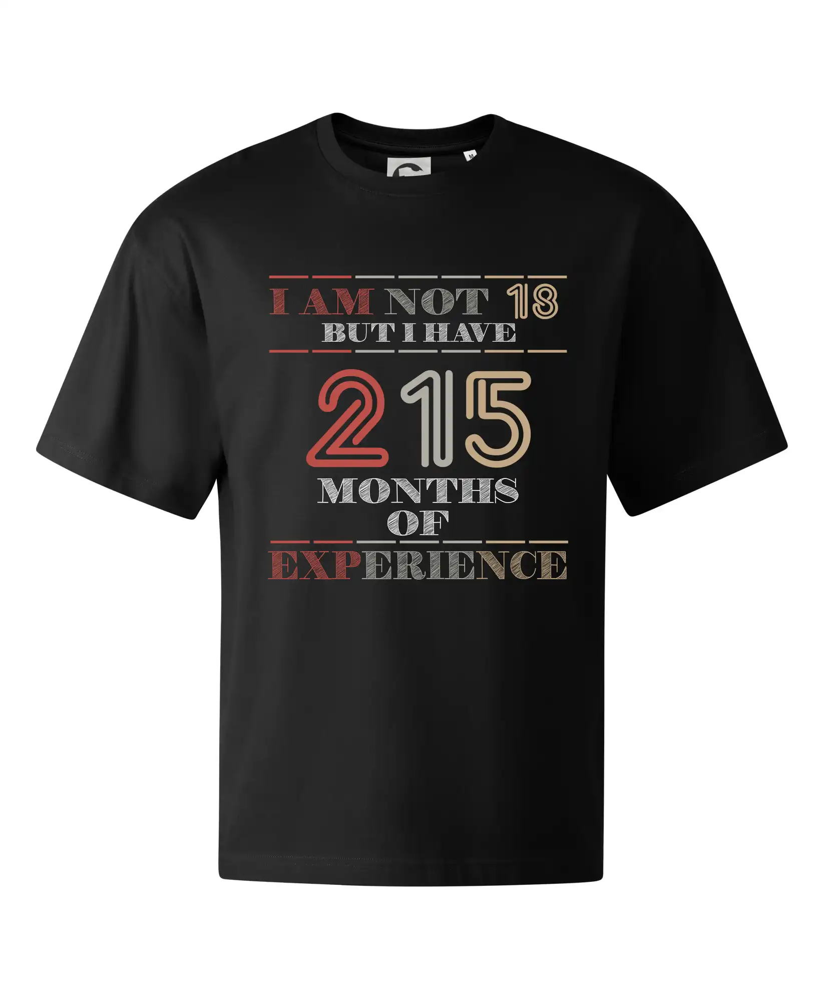 Tričká k narodeninám - 18 years 215 months of experience - Stage unisex - OVERSIZE