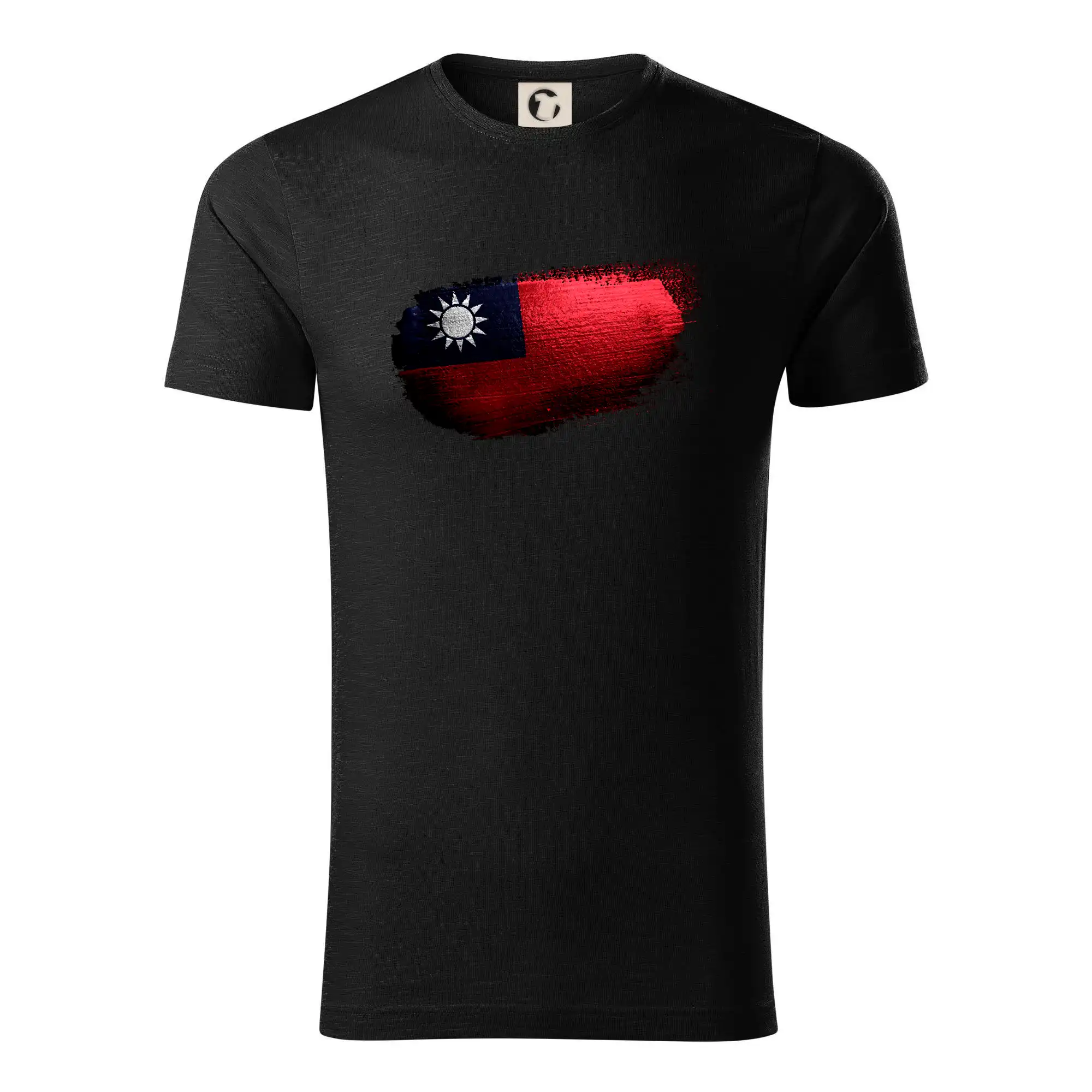 Motívy štátnych vlajok - Taiwan vlajka štetcom kreslená - Tričko z organickej bavlny