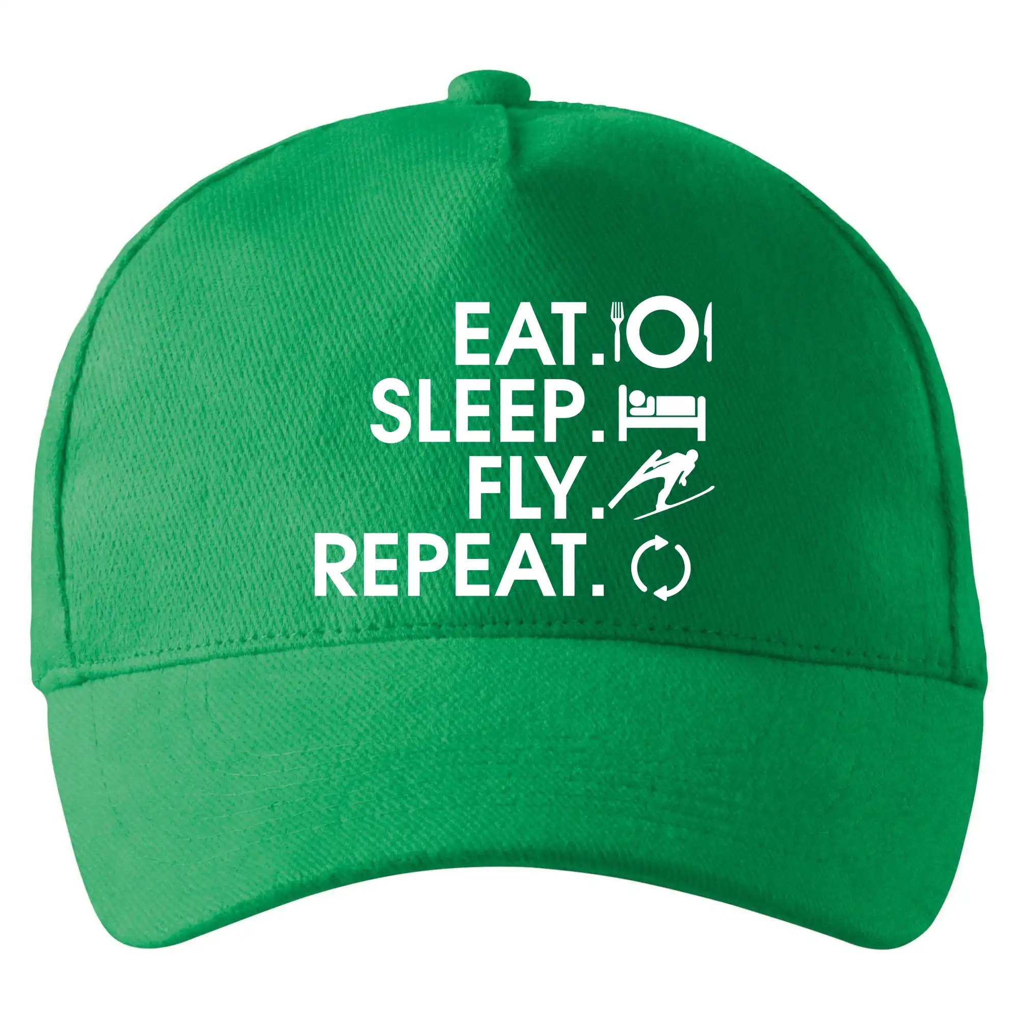 Lyže a Snowboard - Eat sleep fly repeat - skoky na lyžiach - Šiltovka so zahnutým šiltom a mosaznou sponou