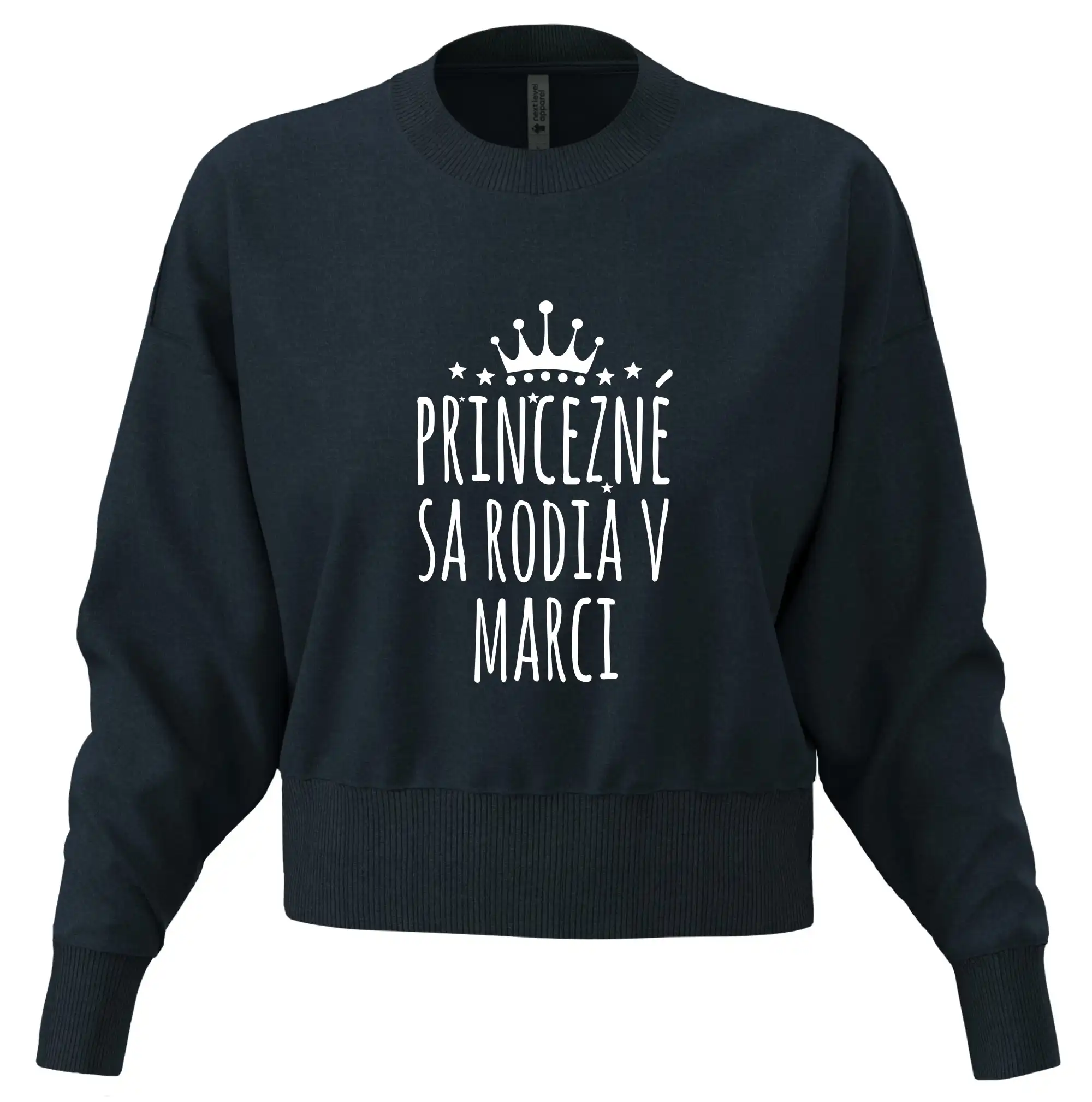 Tričká pre narodených v marci - Princezné sa rodia v marci - Mikina oversize crop OVERSIZE