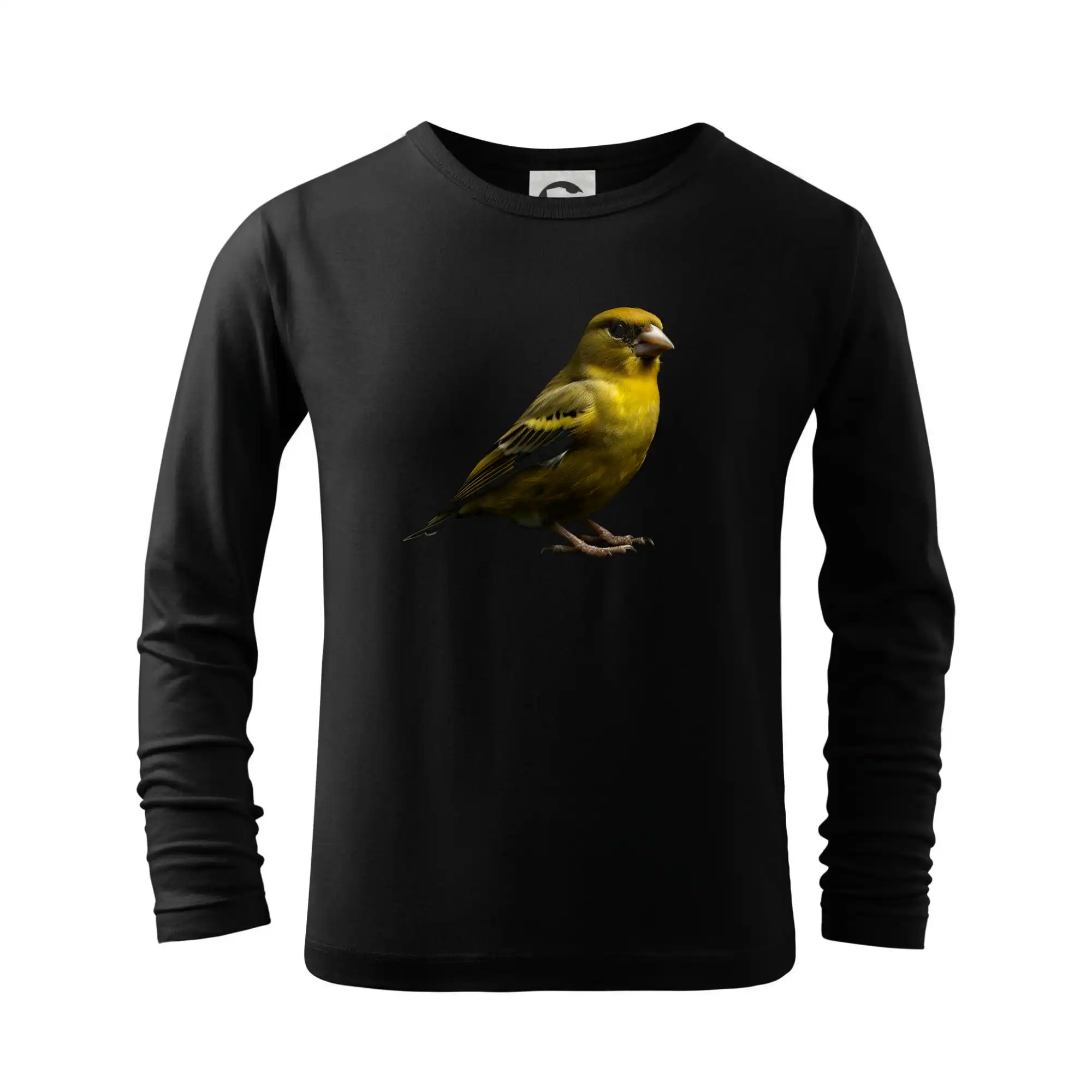 Tričko s motívmi vtákov - Zvonček zelený čierna fotka - Tričko detské Long Sleeve