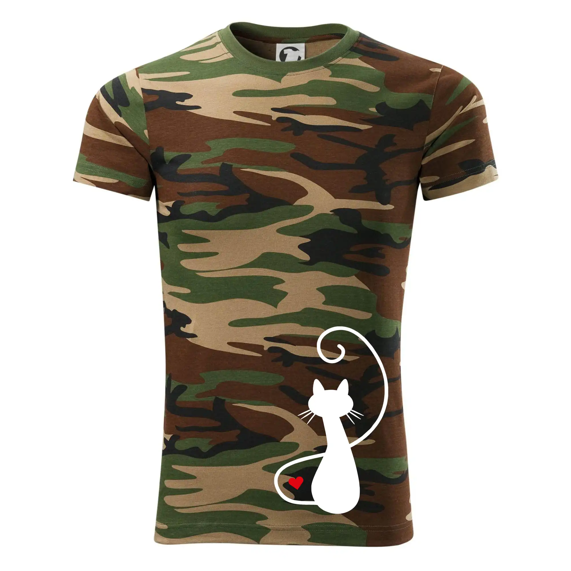 Vtipná tričká s mačkou - Zamilovaná mačka spredu - Army CAMOUFLAGE
