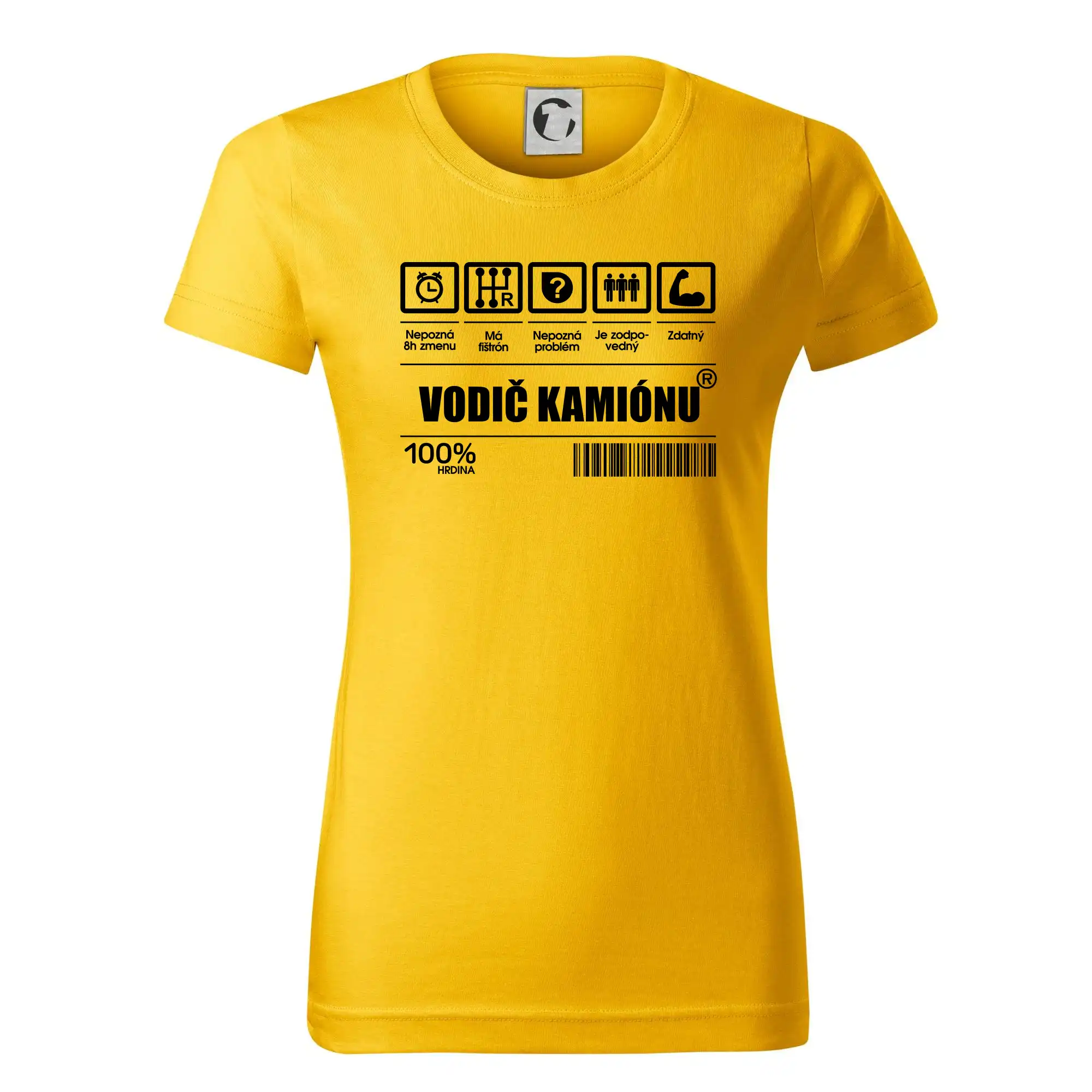 Tričká s kamionmi a nákladiakmi - Čiarový kód - Vodič kamiónu - Dámske tričko basic - ľahko voľnejšie a dlhšie