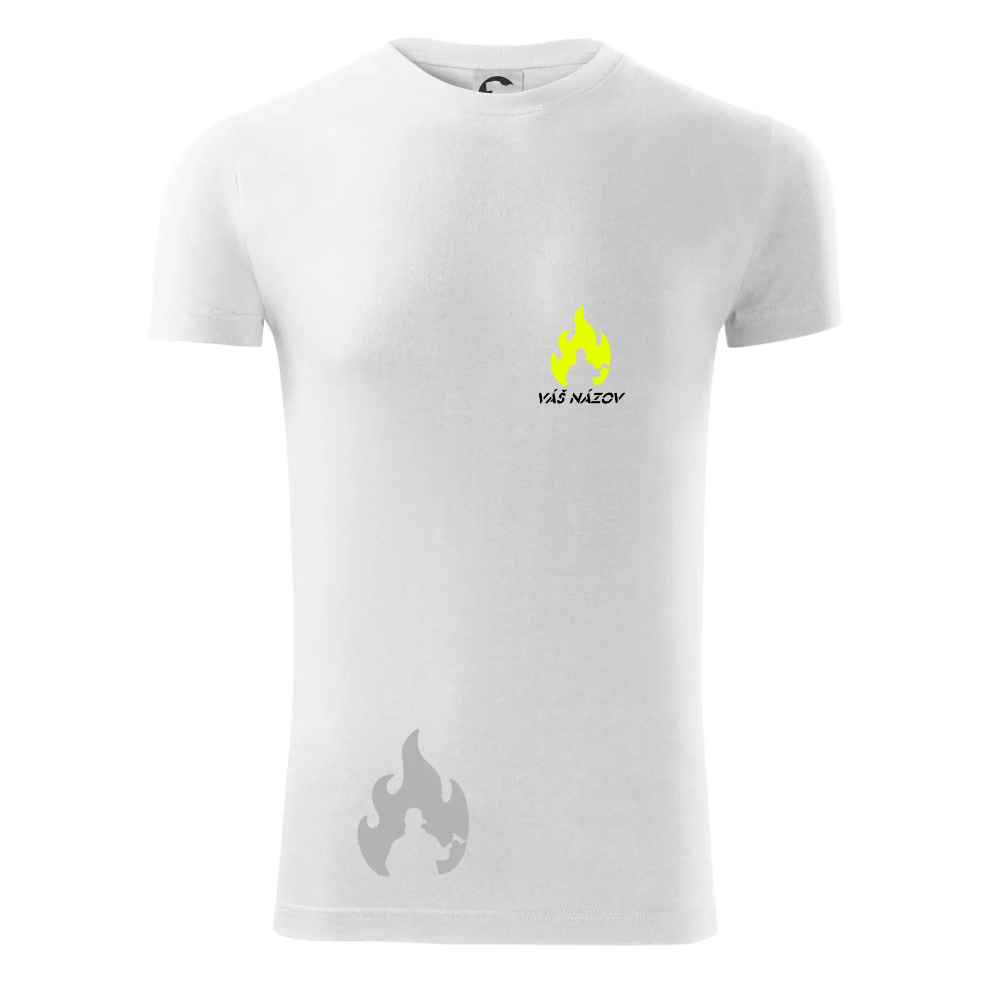 Originálne tričká pre hasičov - Hasiči - oheň - Váš názov - Prsník + chrbát - Viper FIT - Pánske zúžené tričko