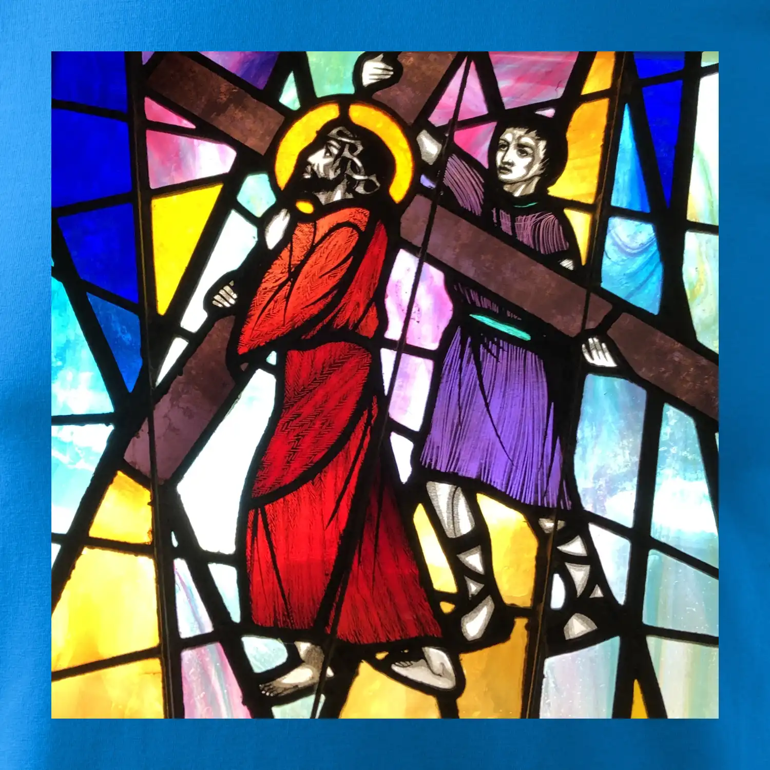 Vitráž - Ježíš a kříž