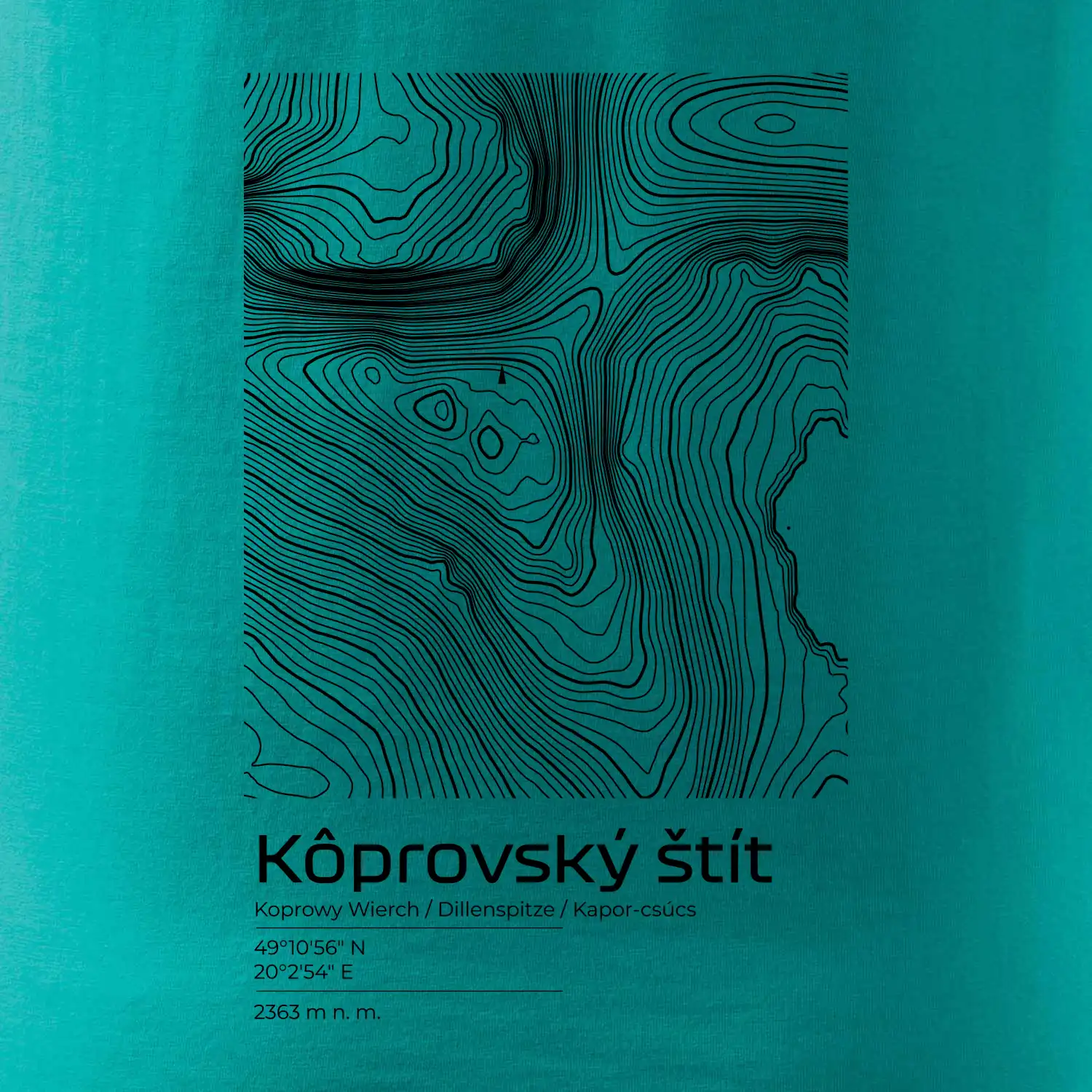 Kôprovský štít - vrstevnice v obdélníku