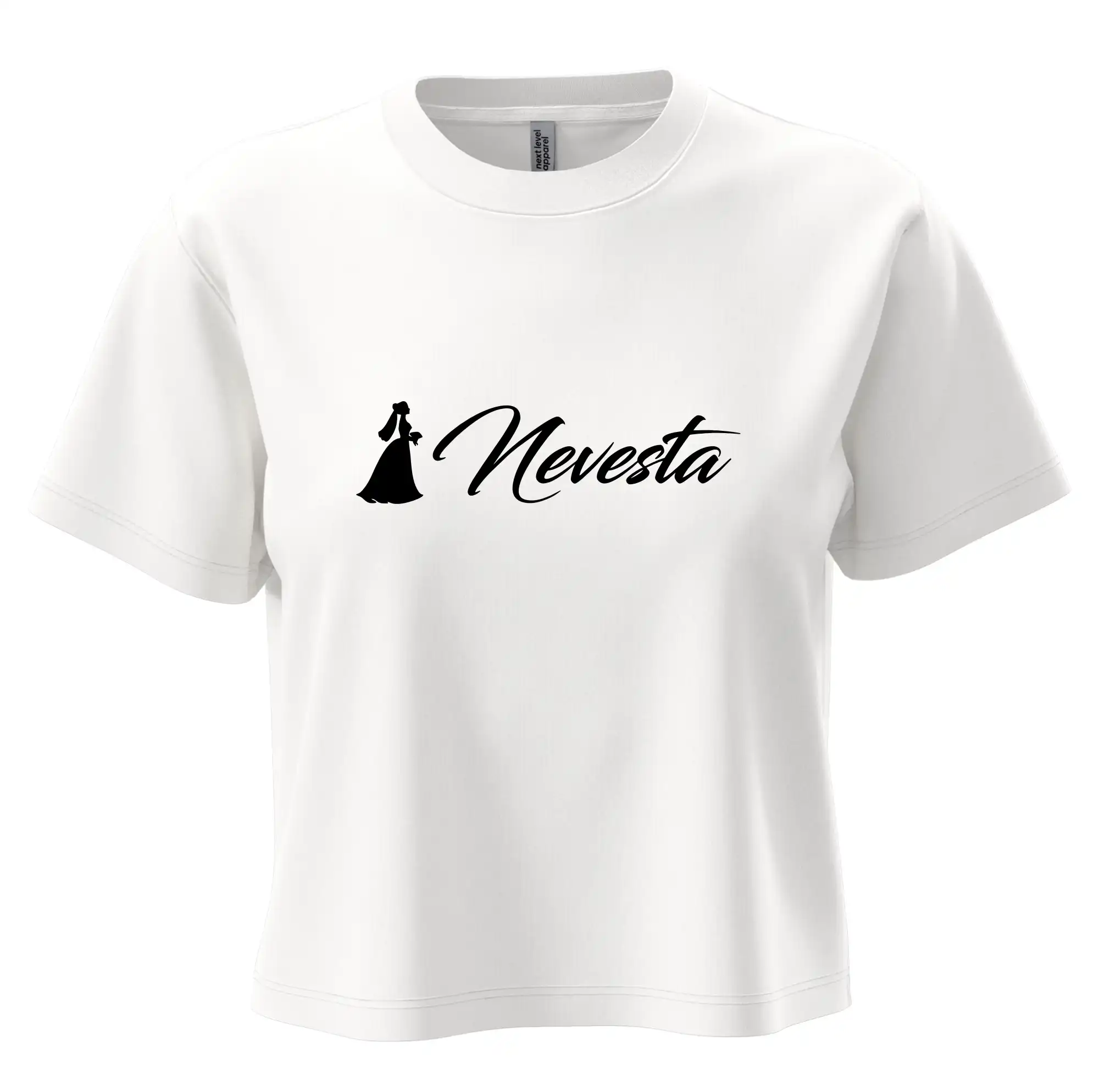 Svadobné tričká - Nevesta písacie - Boxy cropped tričko OVERSIZE