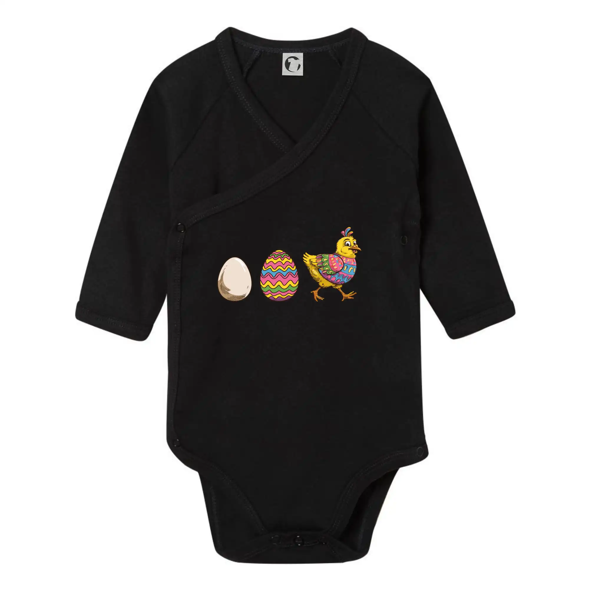 Veľkonočné tričká - Evolúcia vajíčka - veľká noc - sliepka - Body zavinovacie s dlhým rukávom