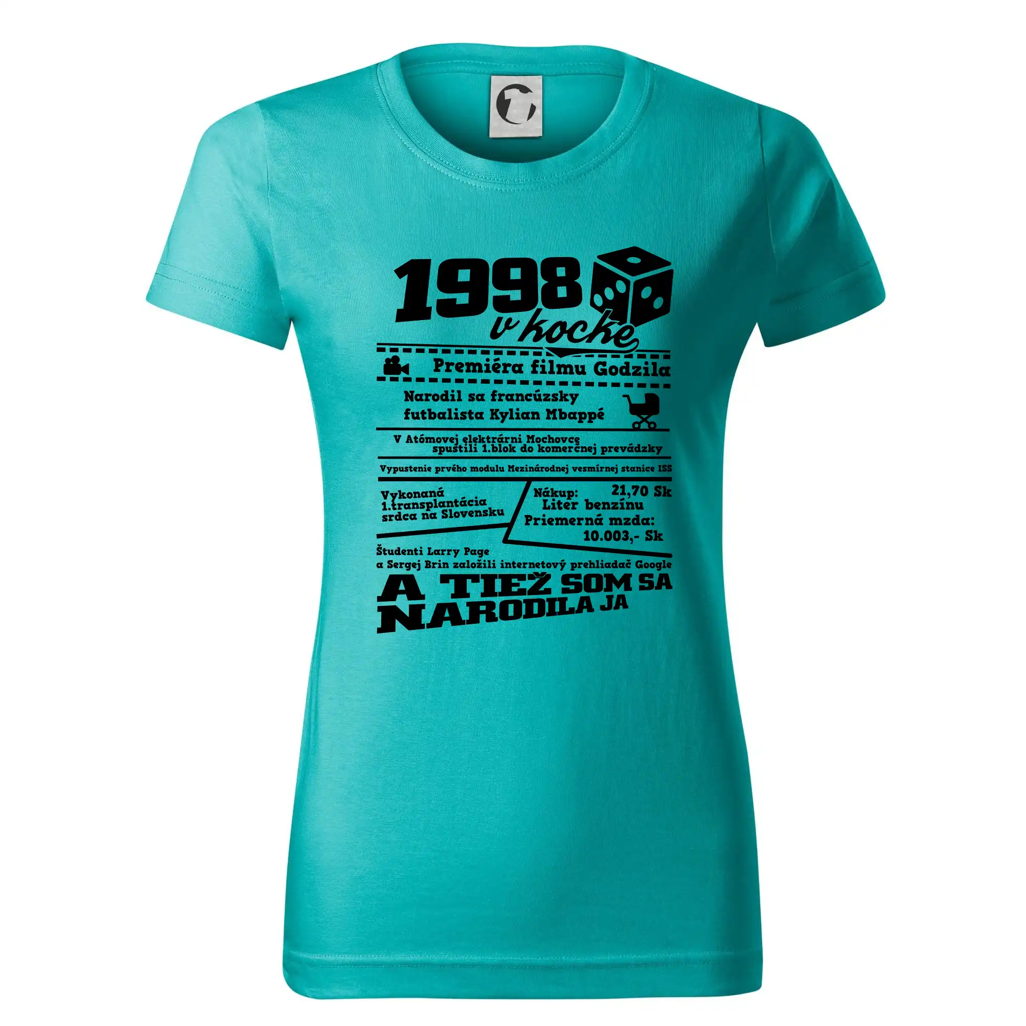 Trička s ročníkom 1998 - 1998 v kocke - Dámske tričko basic - ľahko voľnejšie a dlhšie