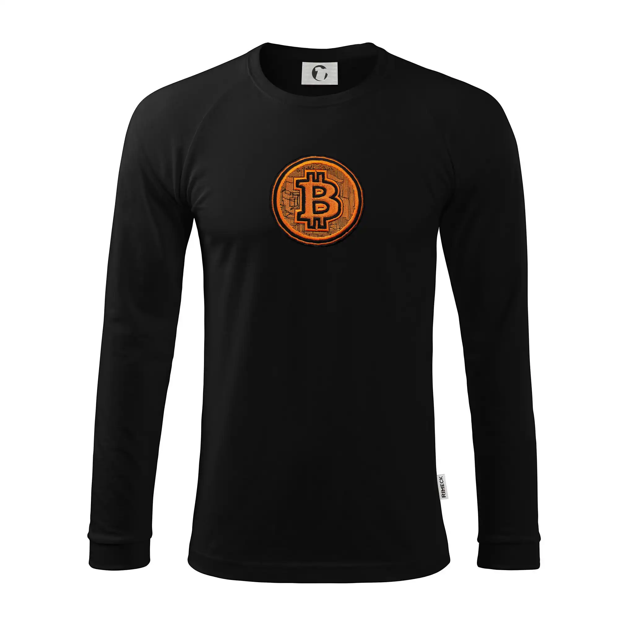 Logo bitcoin vo vyšívanom štýle - Pánske tričko s dlhým rukávom LS130