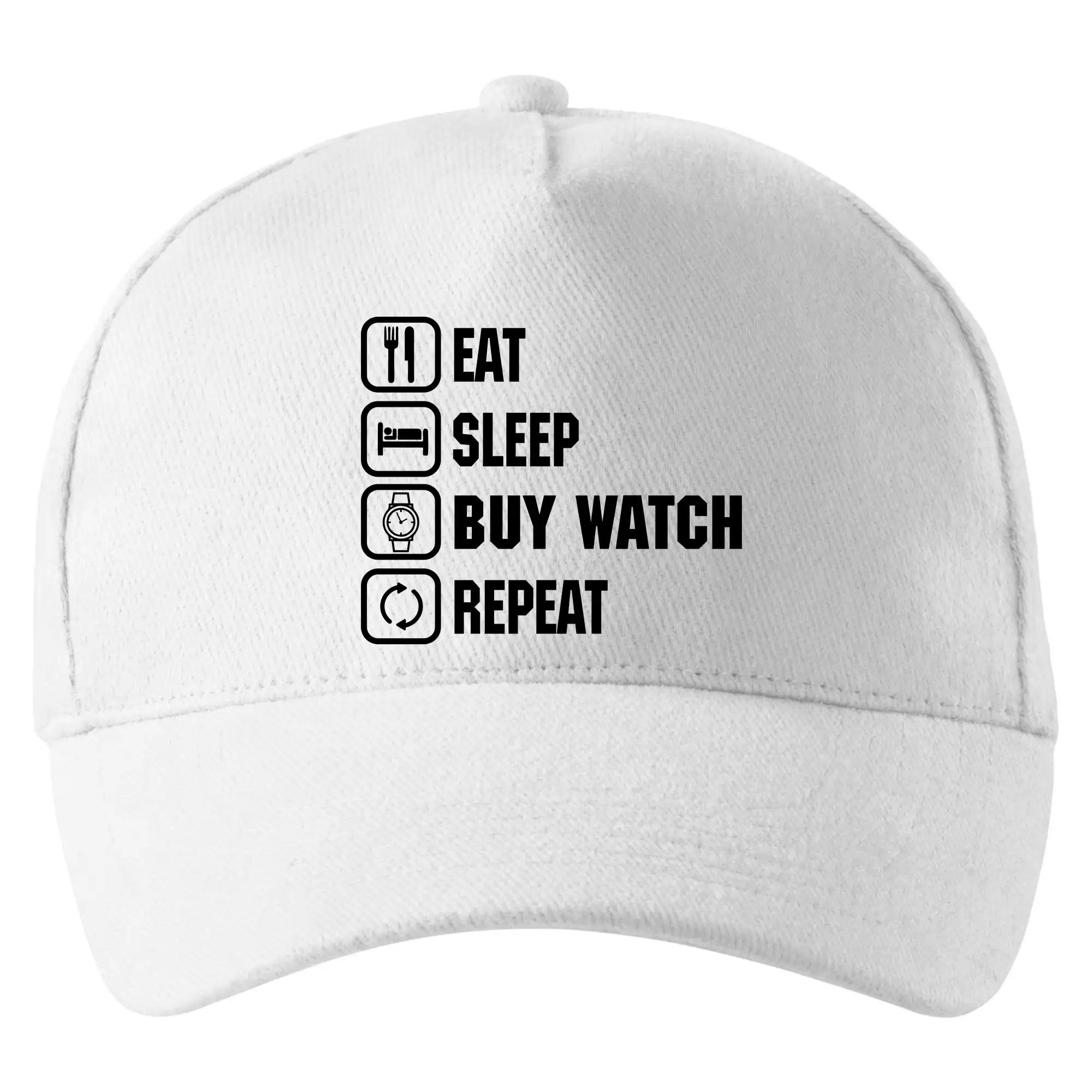 Eat sleep repeat - Eat Sleep Buy watch Repeat - Šiltovka so zahnutým šiltom a mosaznou sponou