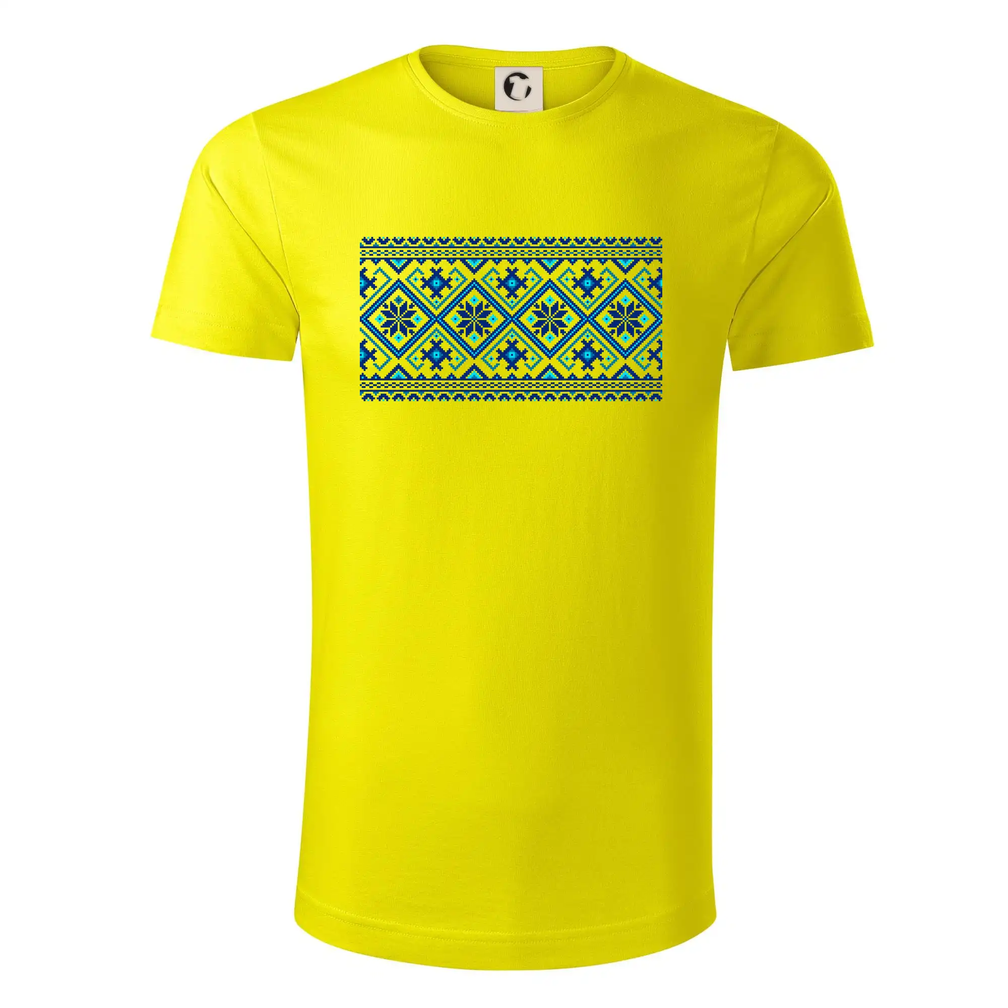 Tričká s vlajkou ukrajiny - Ukrajinský vzor - modrý - Tričko z organickej bavlny