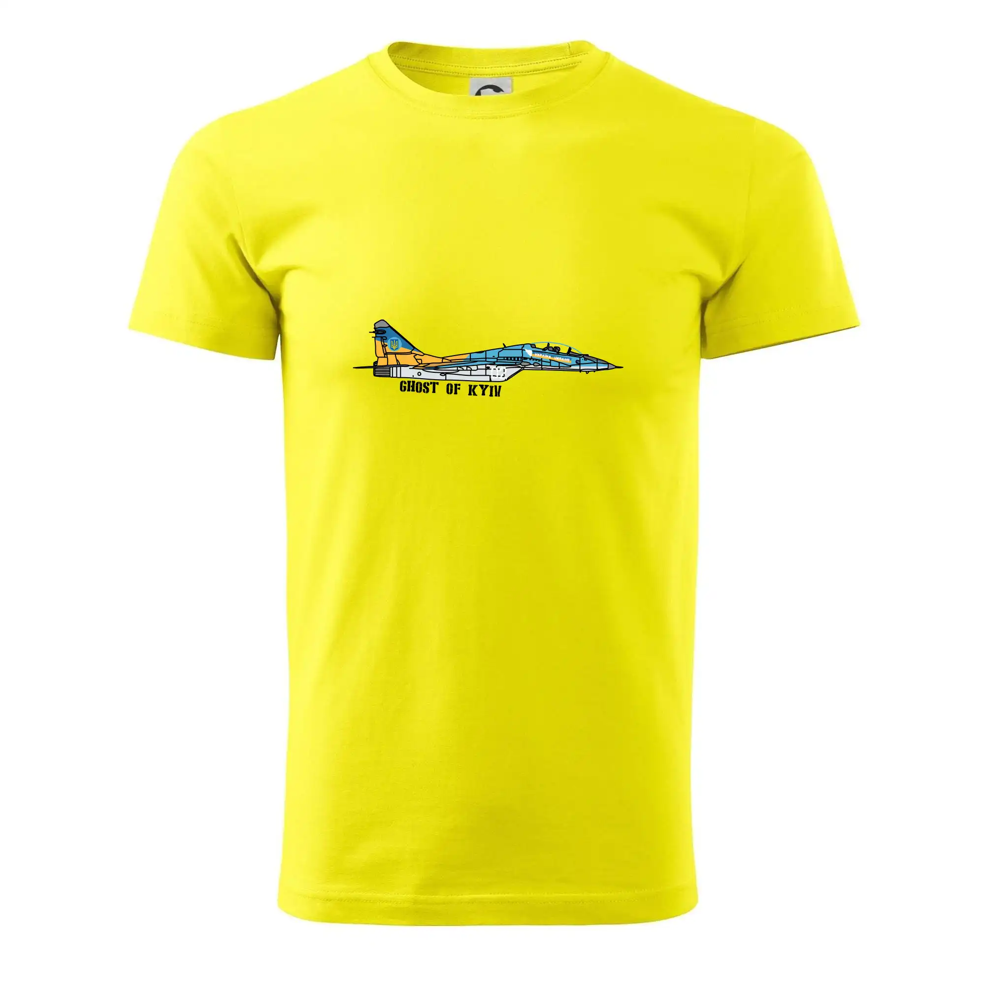Tričká s vlajkou ukrajiny - Mig 29 Fulcrum Blue-Yellow - Ghost of Kyiv - Pánske tričko nižšej gramáže