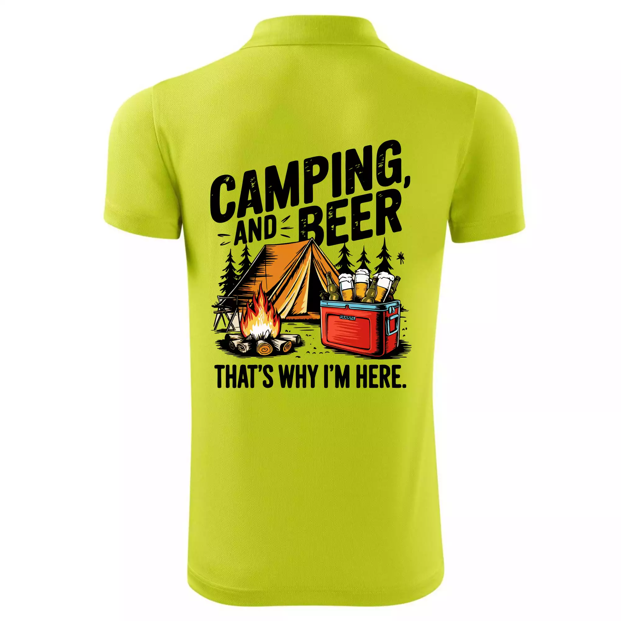 Černý nápis nápis Camping and beer