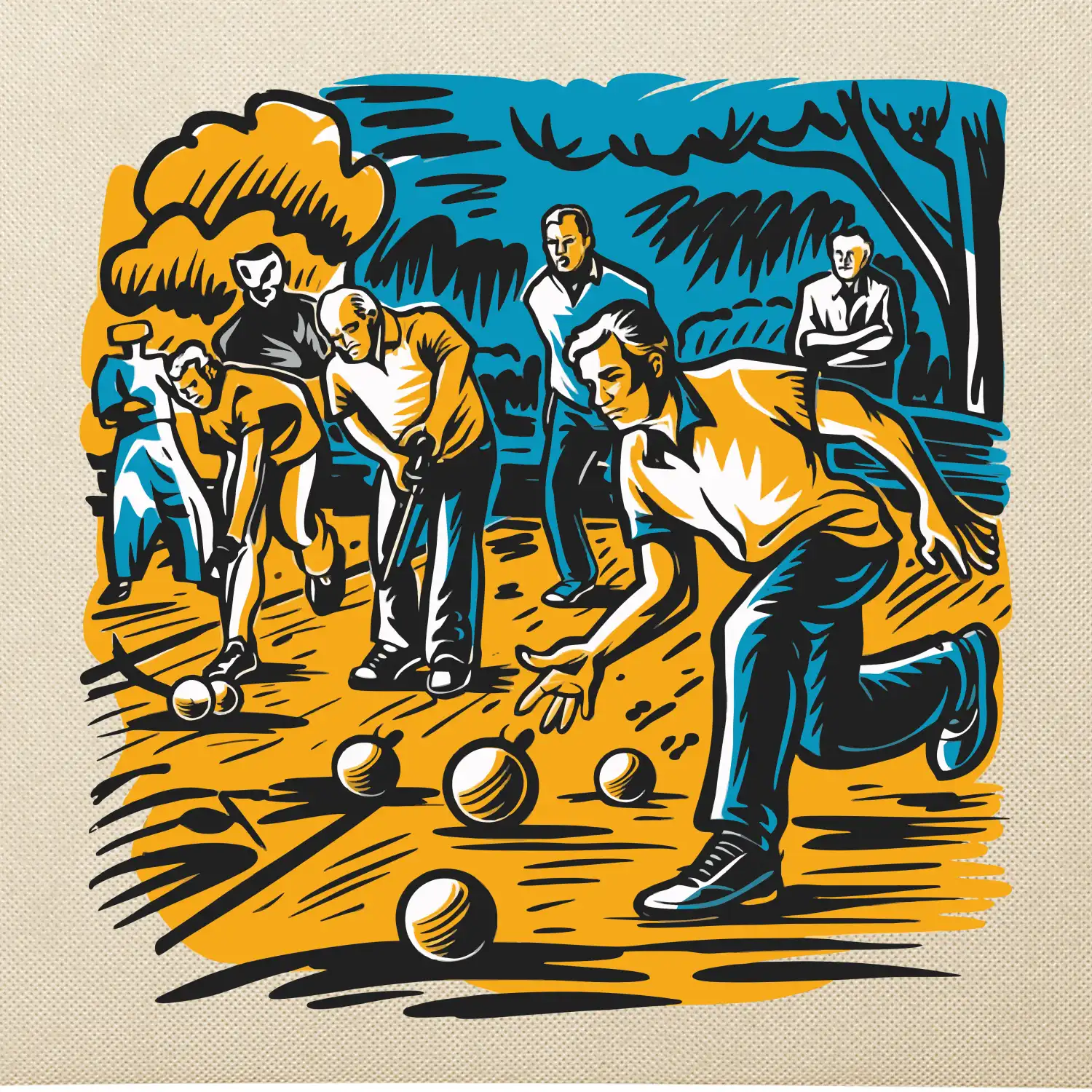 Petanque hra - modro oranžová