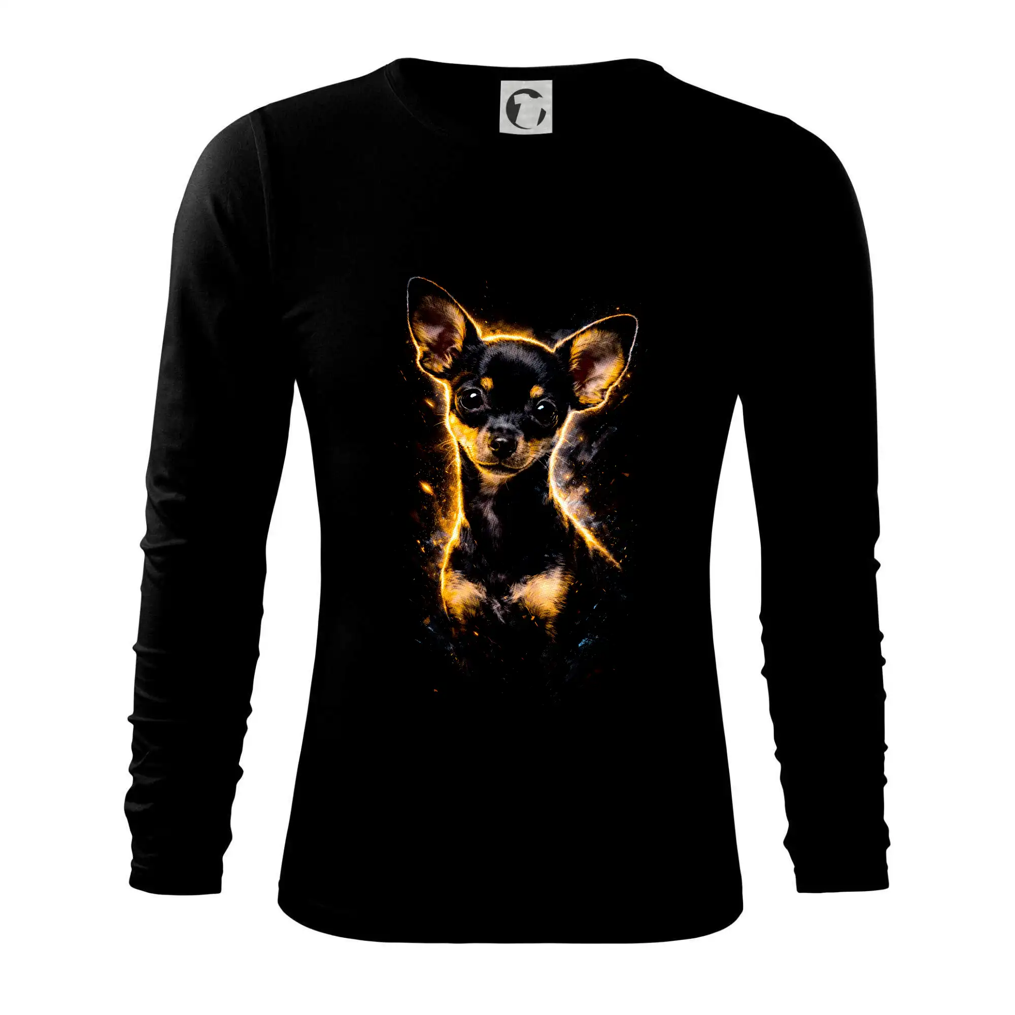 Čivava - Obrázok poltón čivava čierna - Tričko s dlhým rukávom FIT-T long sleeve