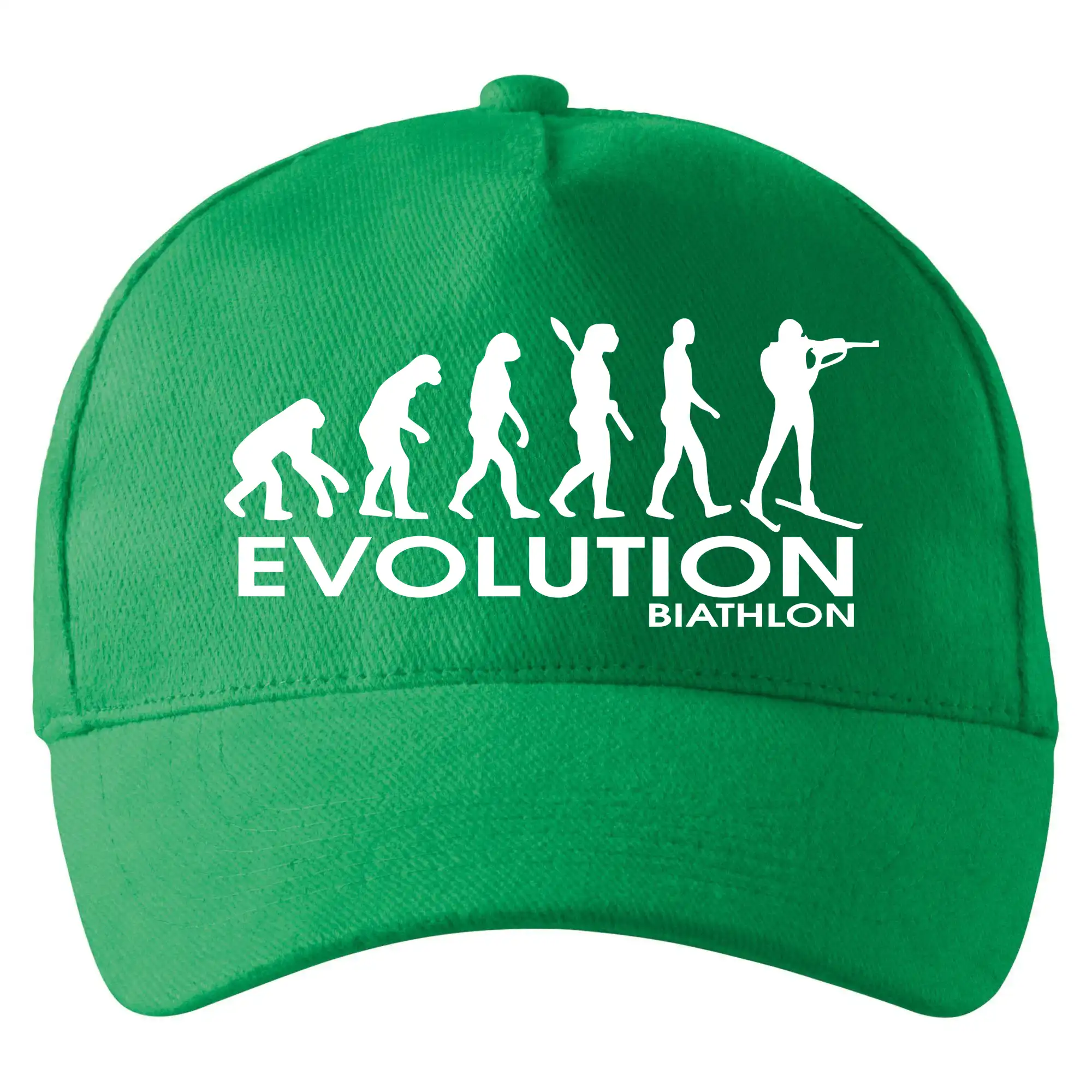 Tričká s potlačou evolúcia - Biathlon - Evolúcia biatlonu - Šiltovka so zahnutým šiltom a mosaznou sponou