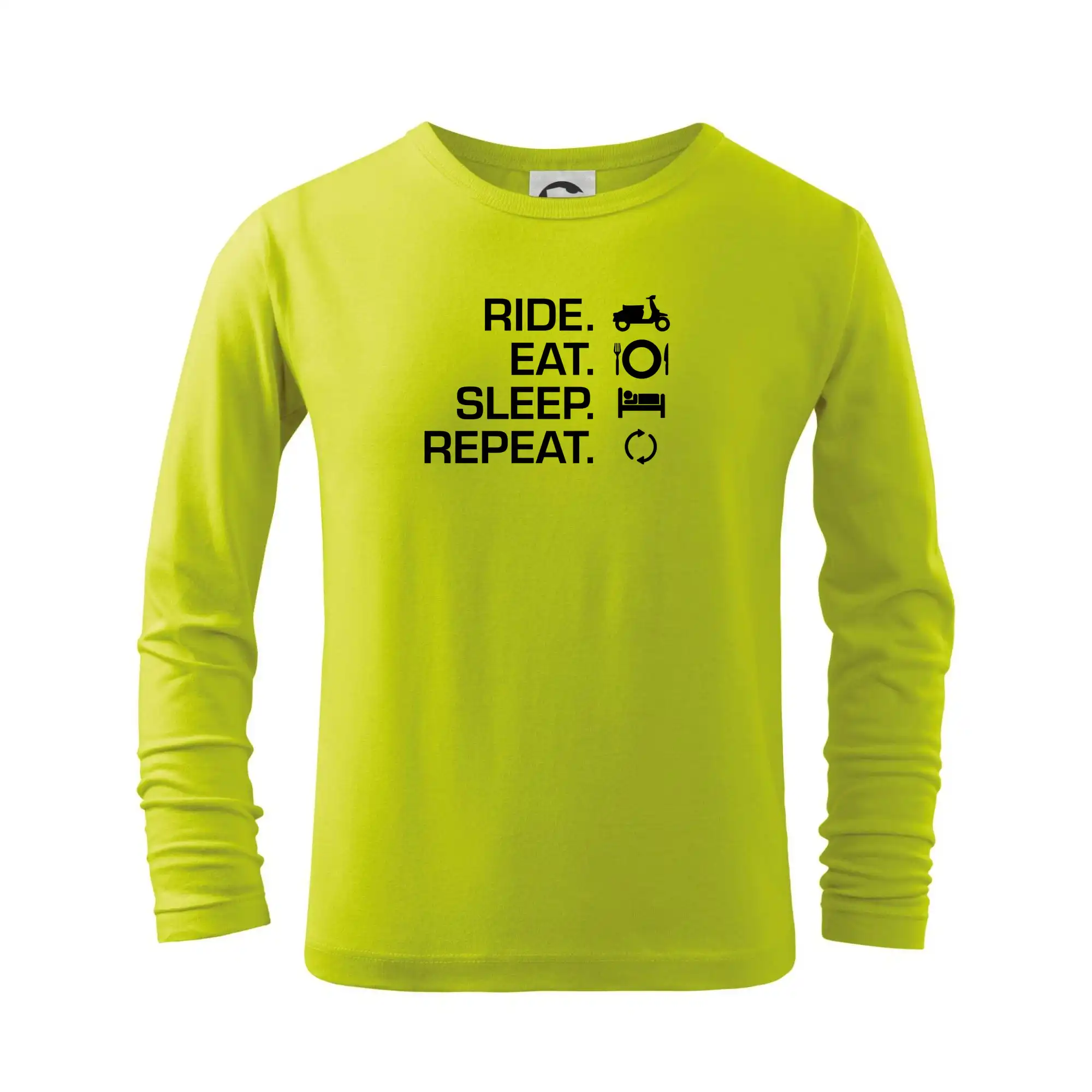 Tričko sa skútrom - Ride Eat Sleep Repeat moto skúter - Tričko detské Long Sleeve