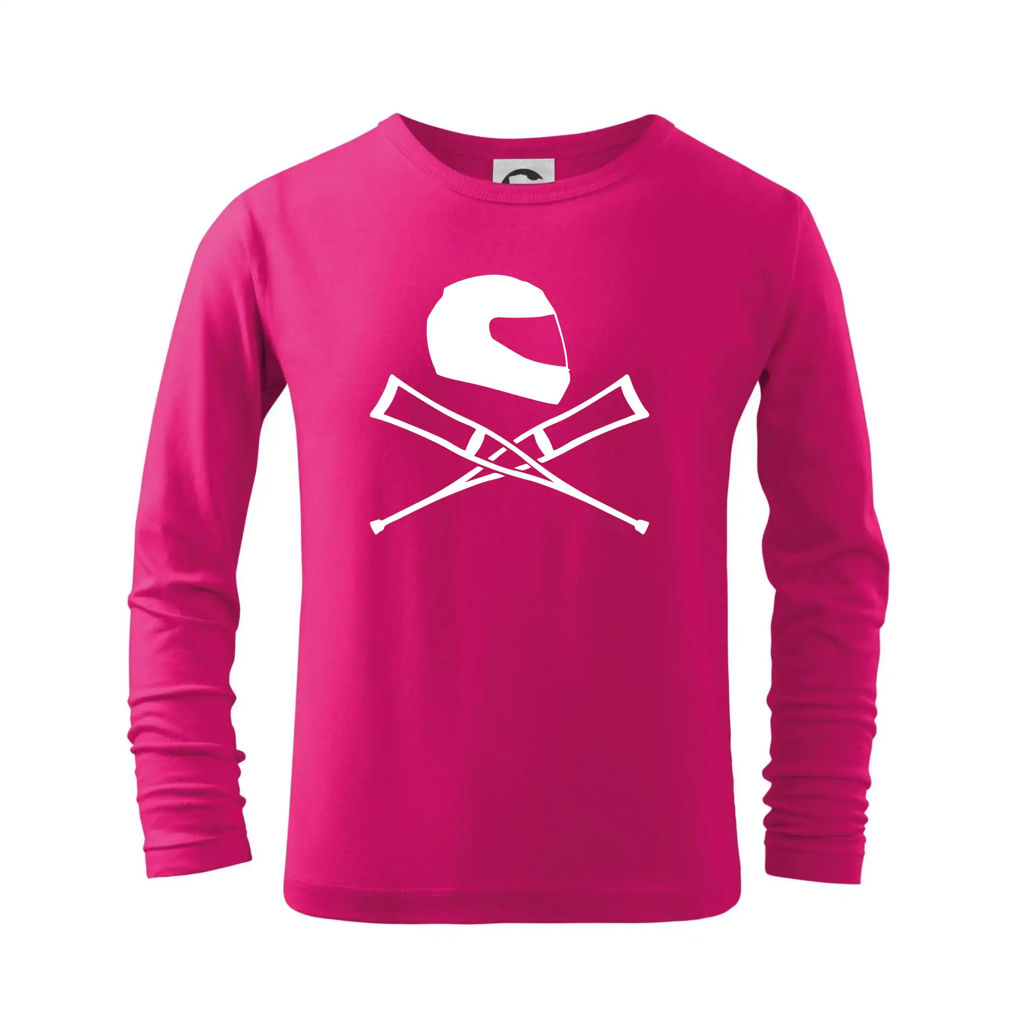 Tričko s cestnou motorkou - Cestná helma / barle - Tričko detské Long Sleeve