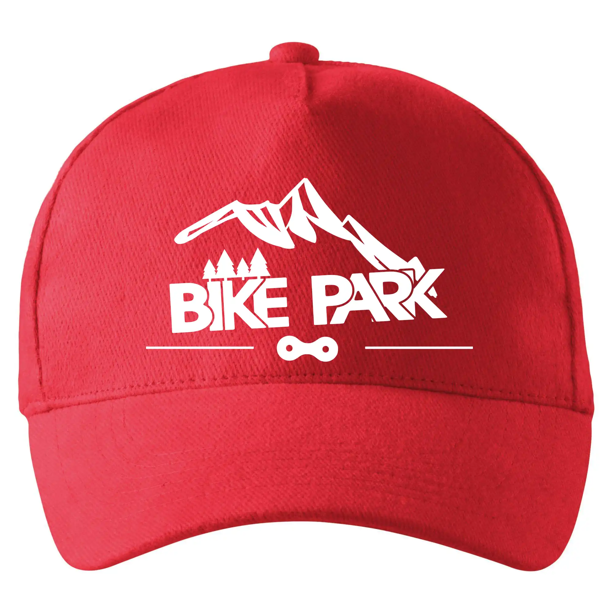 Tričko ako darček pre cyklistu - Bike park hory - Šiltovka so zahnutým šiltom a mosaznou sponou