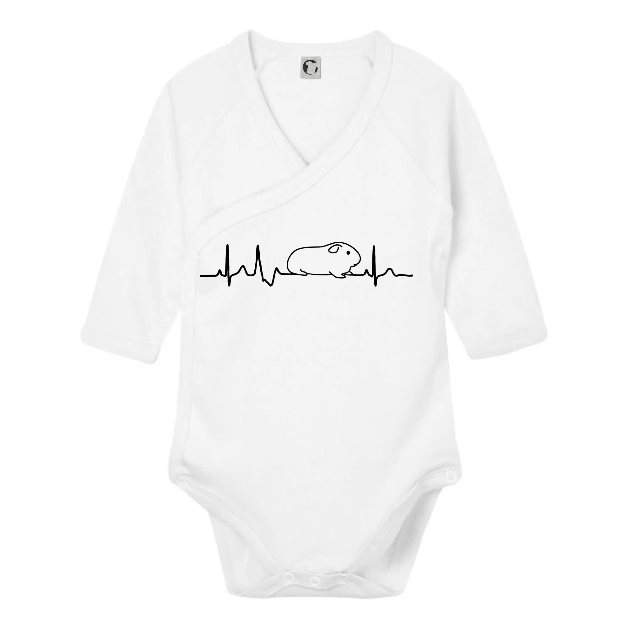 Tričká so zvieratami - EKG morča - Body zavinovacie s dlhým rukávom