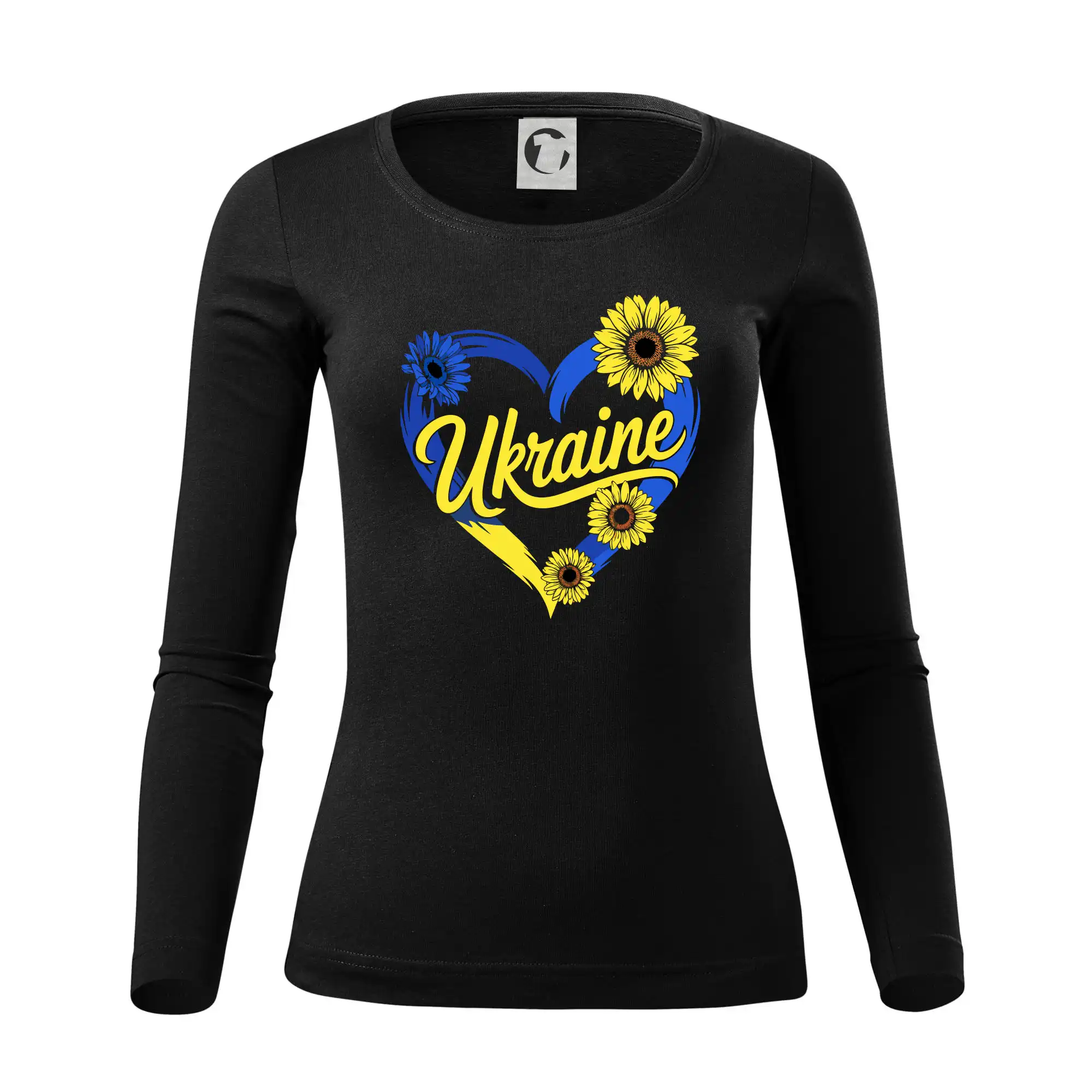 Tričká s vlajkou ukrajiny - Ukraine - srdce so slnečnicami - Dámske tričko FIT-T LS - zužené