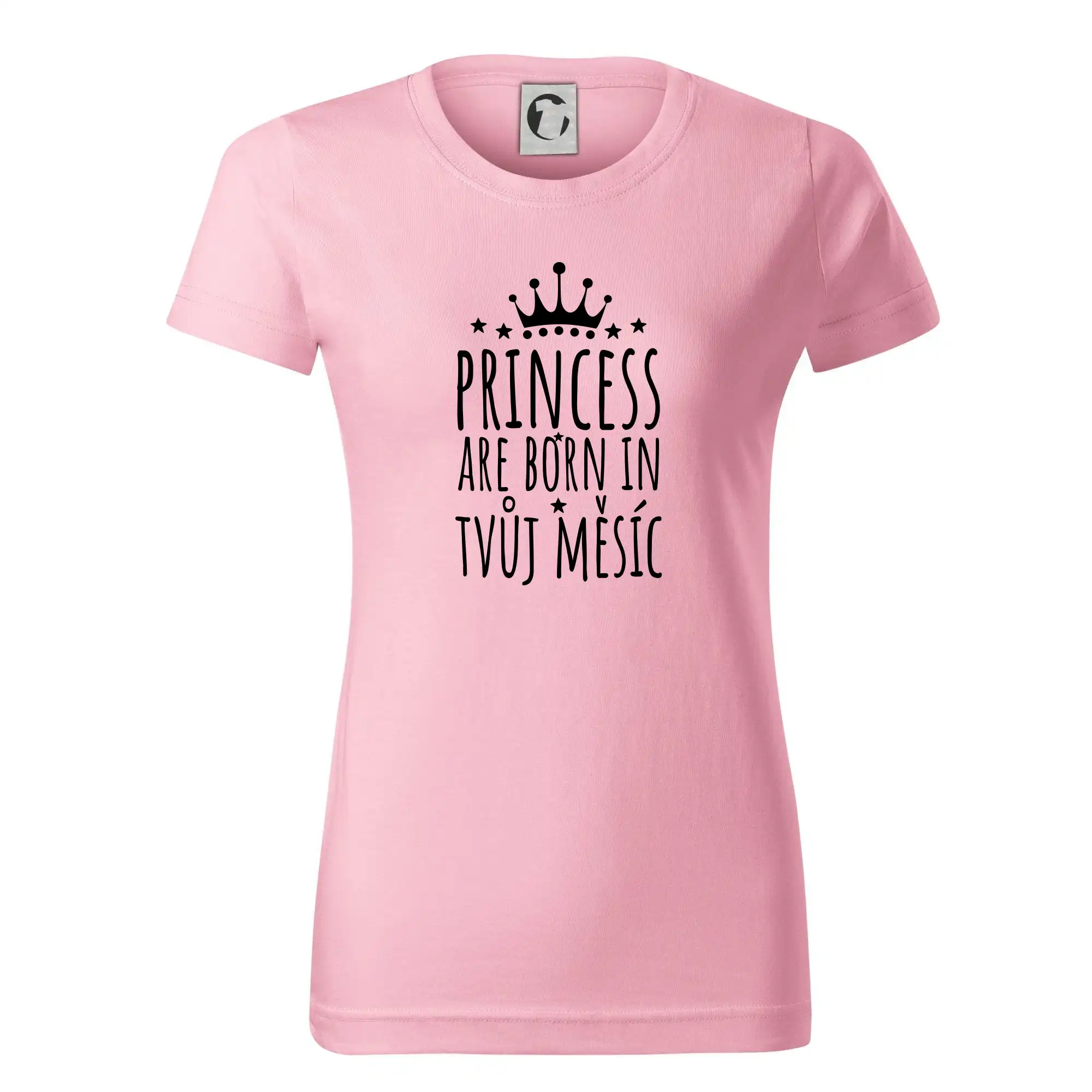 Tričká k narodeninám - Princesses are born in (Vlastný nápis mesiac narodenia) - Dámske tričko basic - ľahko voľnejšie a dlhšie
