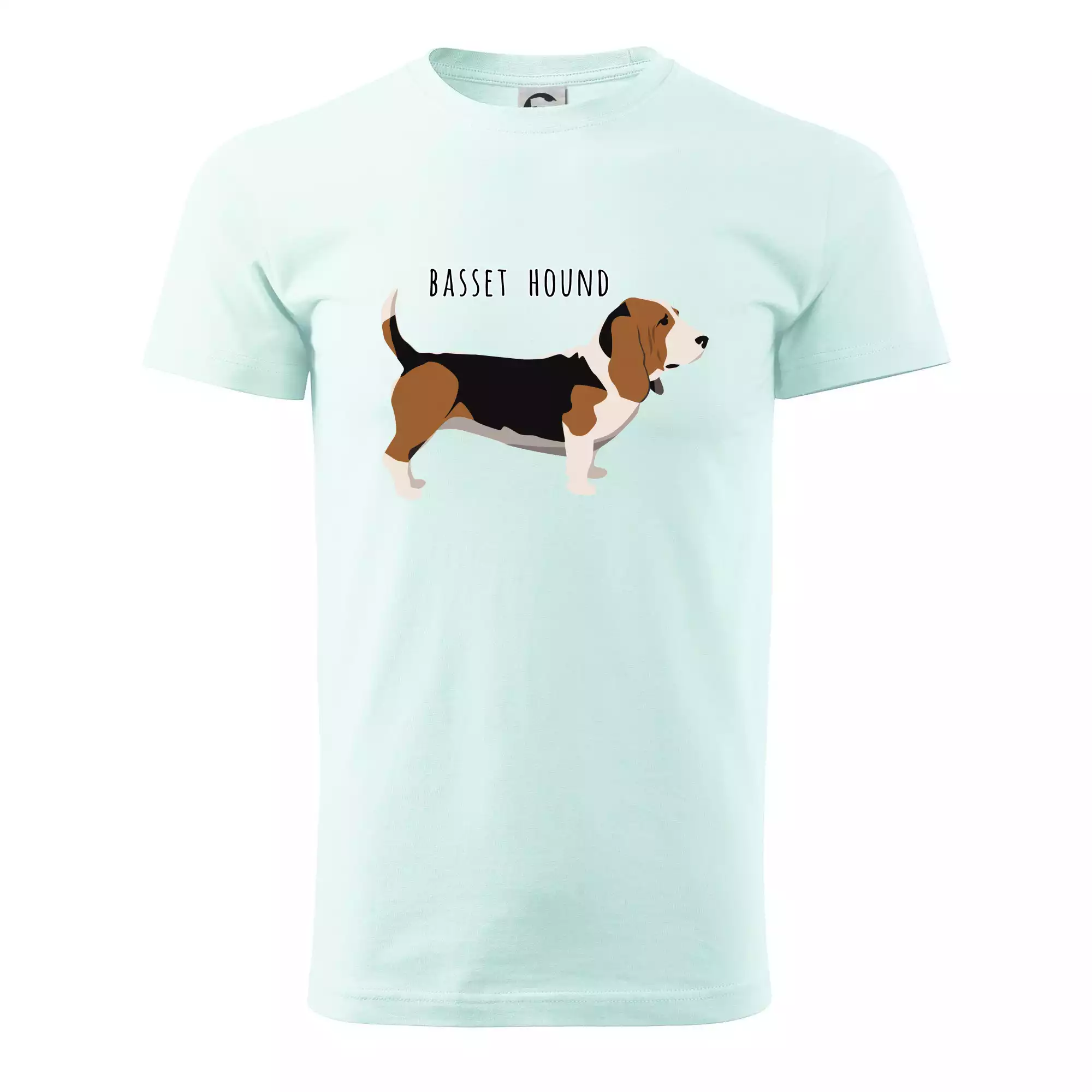 Basset hound pes s nápisem