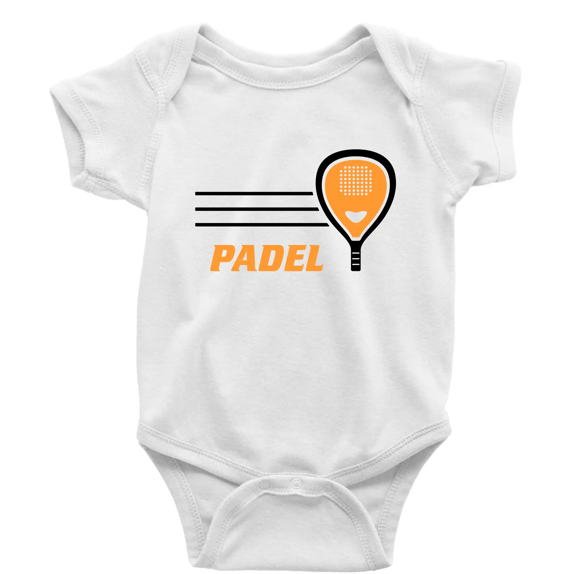 Tričká s motívmi Padel tenis - Padel - oranžová raketa - Body dojčenské s krátkym rukávom