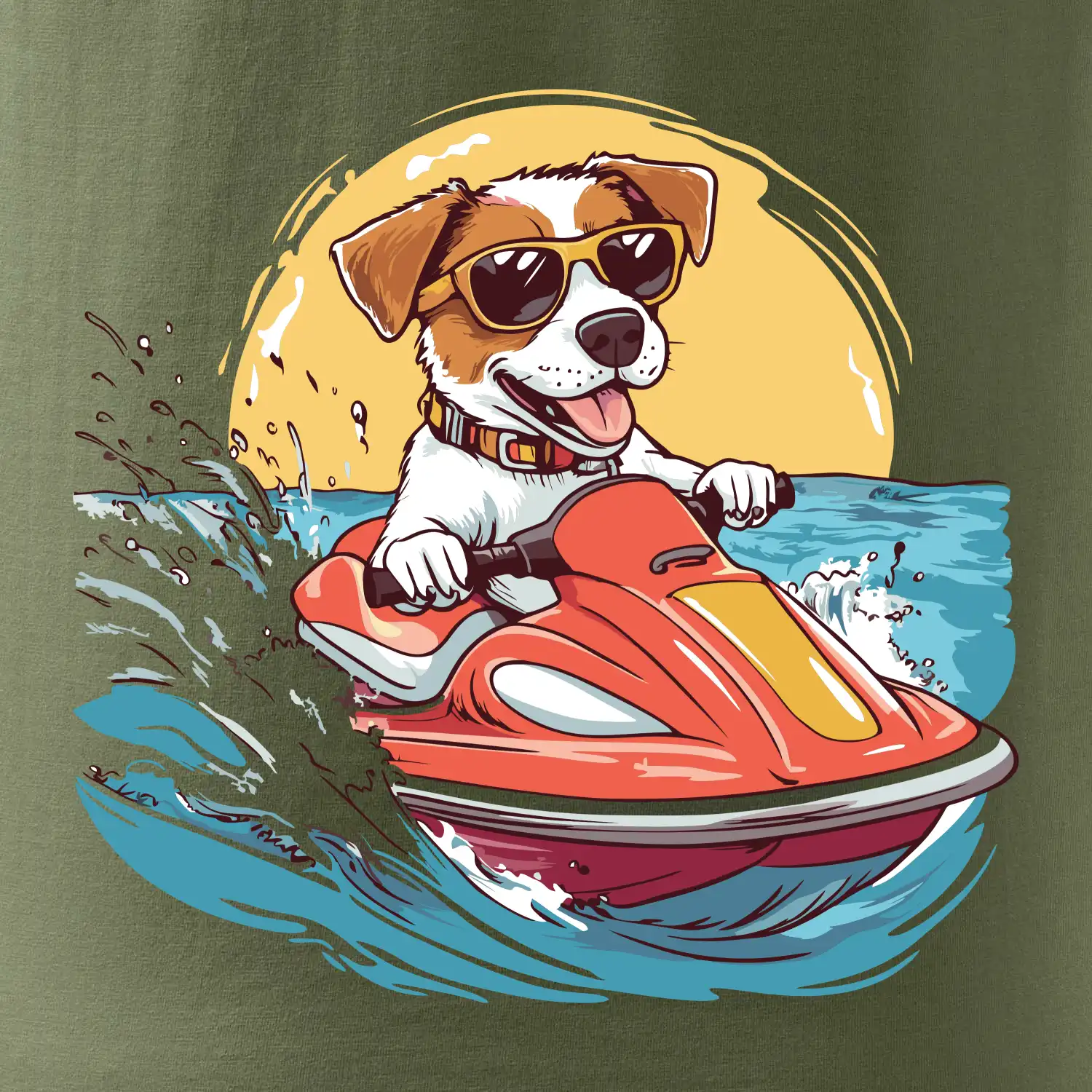 Jack russell teriér na vodním skútru