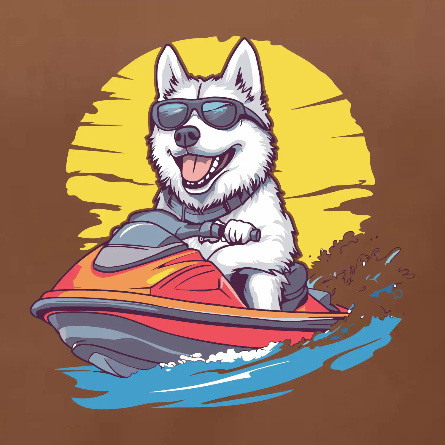 Husky na vodním skútru