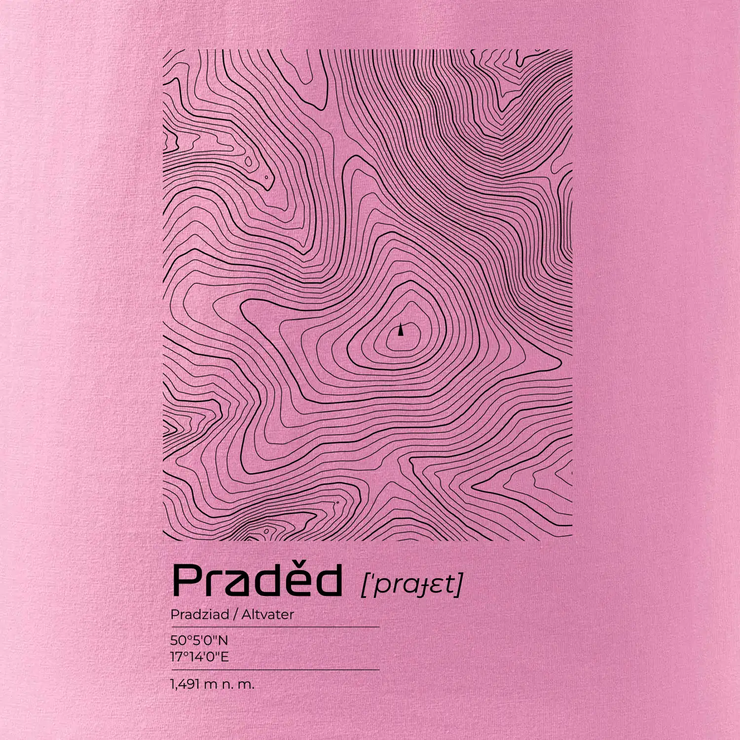 Praděd - vrstevnice v obdélníku